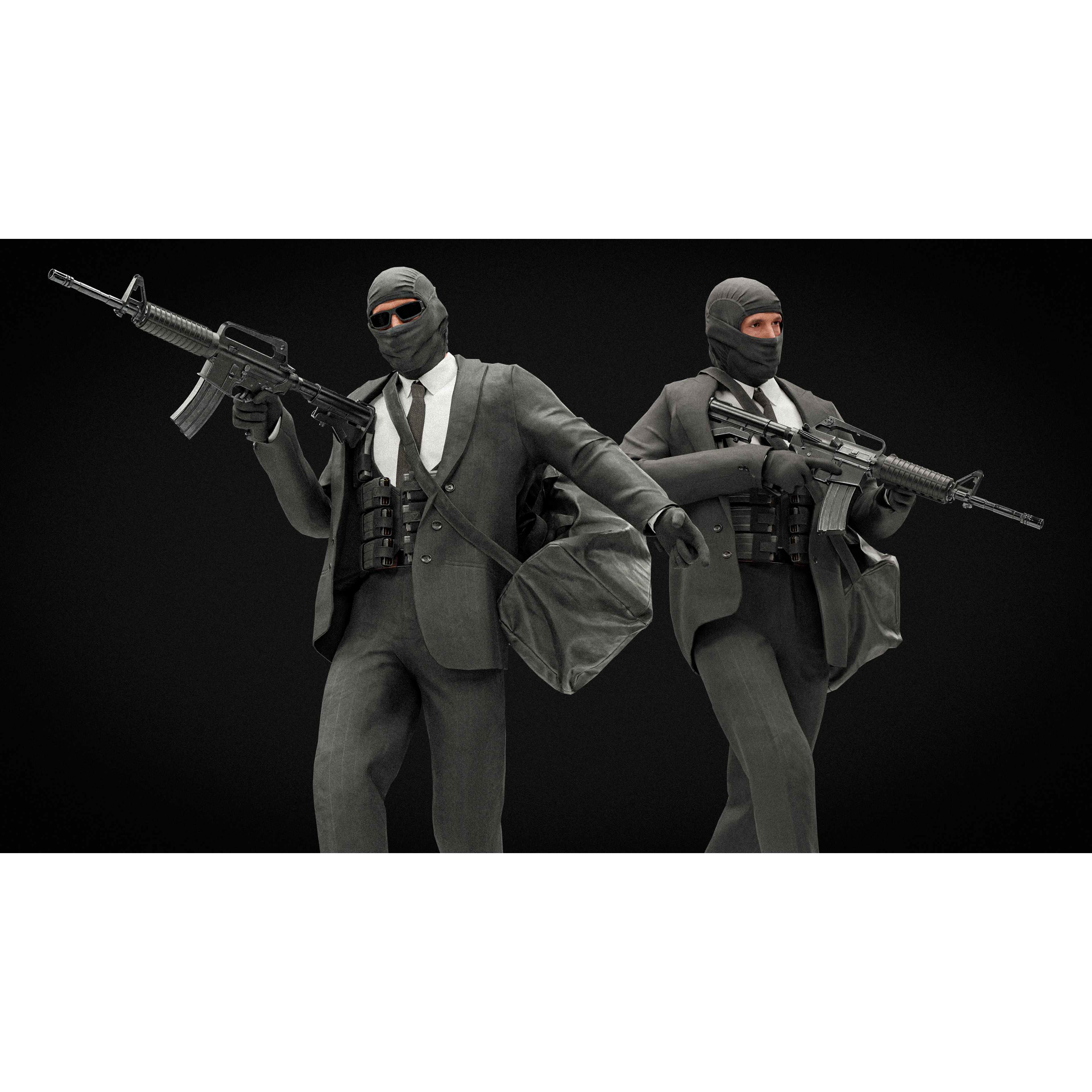 Robber Character - Low-Poly Game-Ready 3D Model - View 6