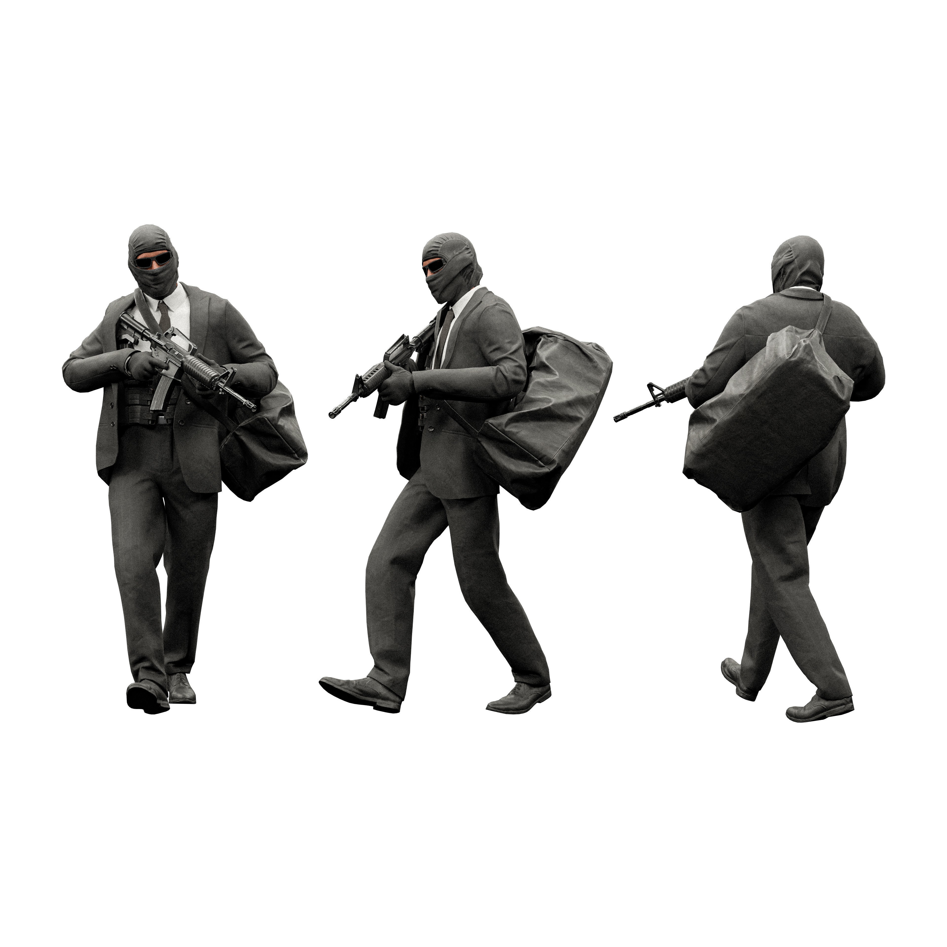 Robber Character - Low-Poly Game-Ready 3D Model - View 7