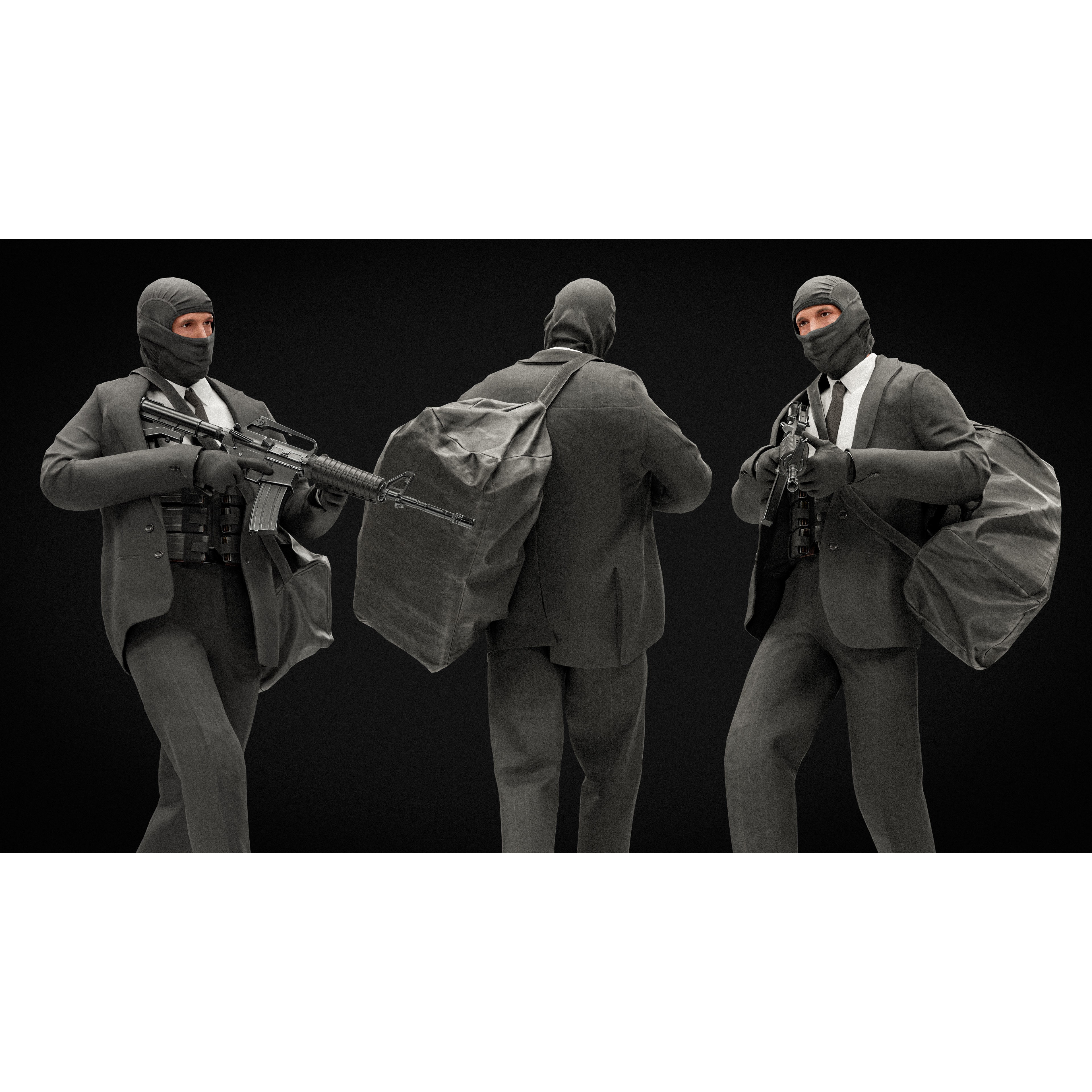 Robber Character - Low-Poly Game-Ready 3D Model - View 8