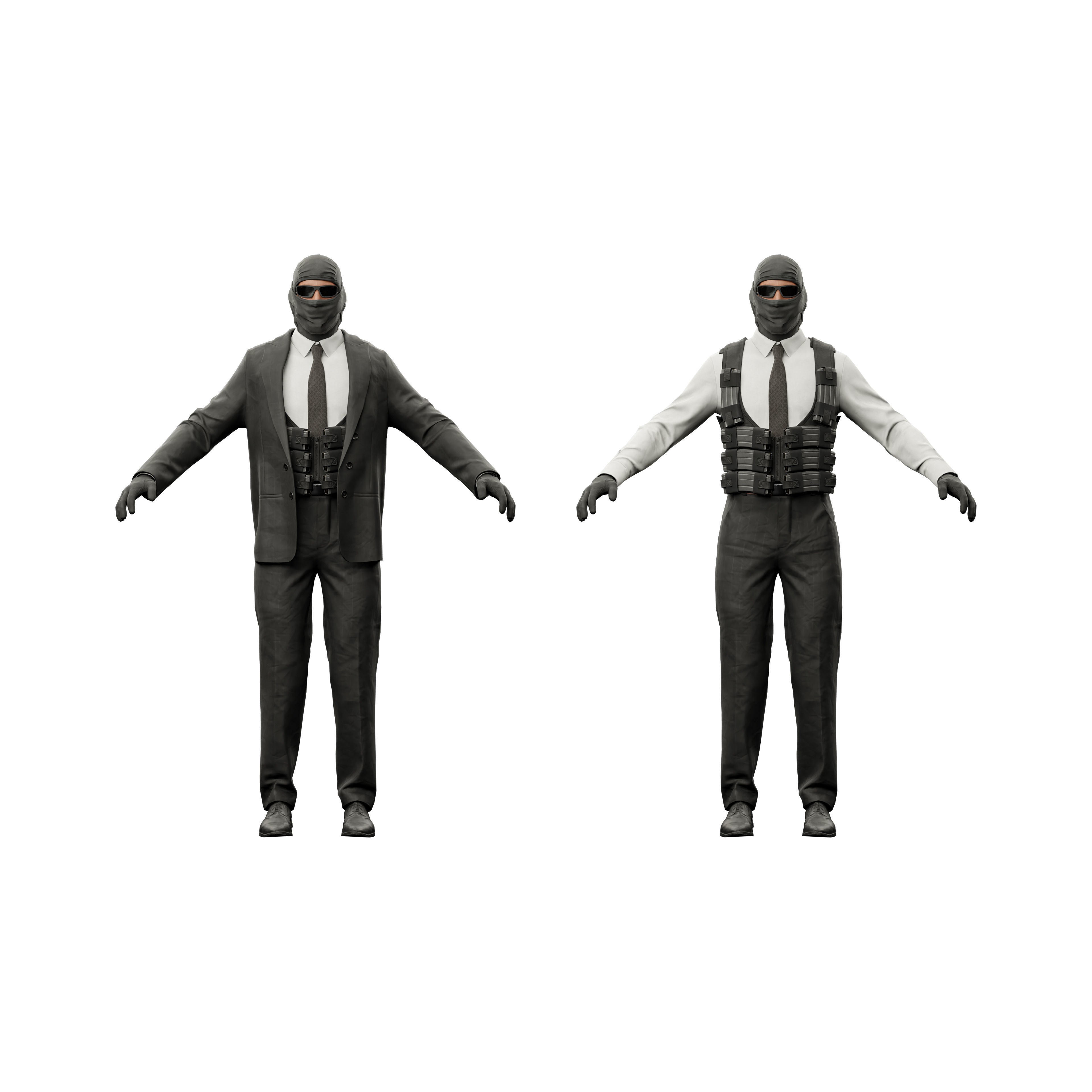 Robber Character - Low-Poly Game-Ready 3D Model - View 9