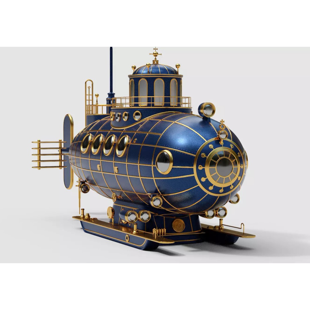 Tourist Submersible 3D Model – Vintage-Inspired Design, FBX - View 2