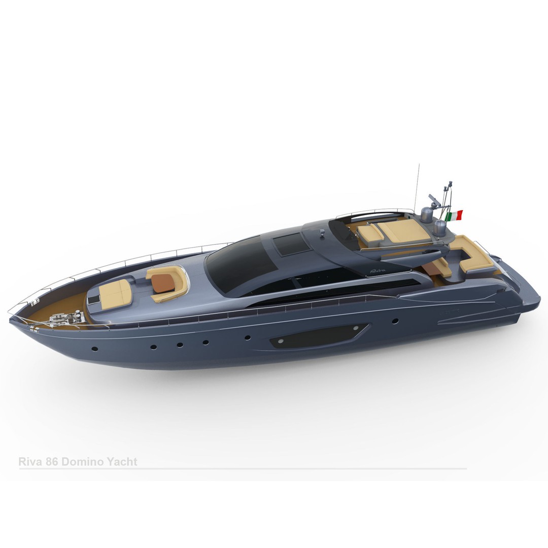 Riva 86 Domino Yacht 3D Model – High Poly Motor Yacht, FBX, OBJ - View 11