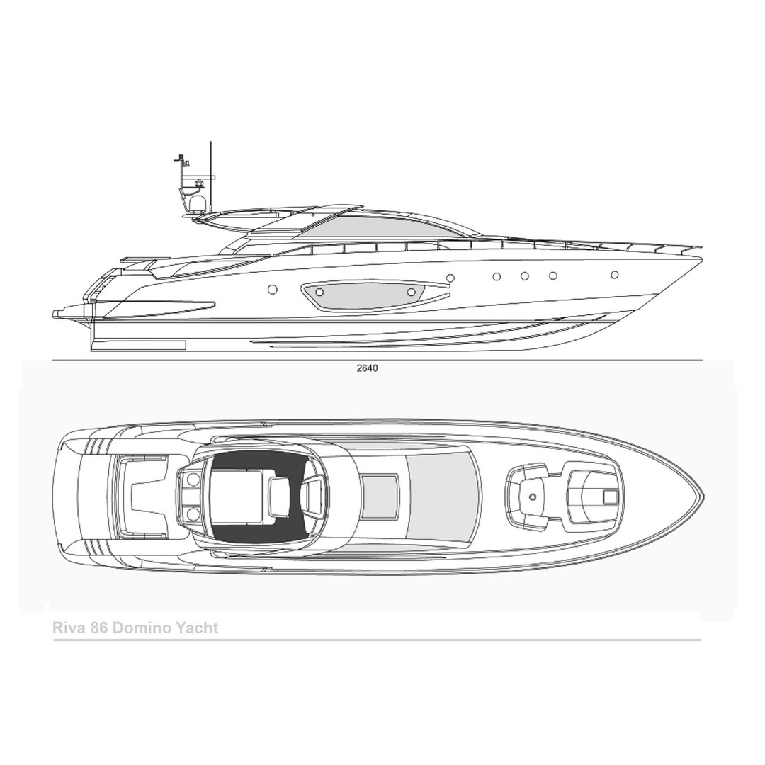 Riva 86 Domino Yacht 3D Model – High Poly Motor Yacht, FBX, OBJ - View 14