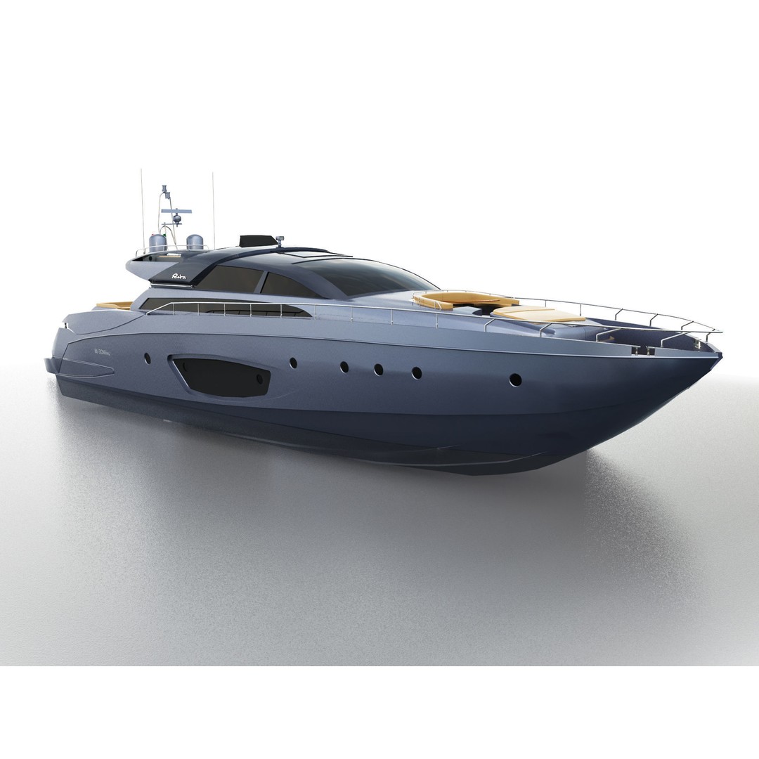 Riva 86 Domino Yacht 3D Model – High Poly Motor Yacht, FBX, OBJ - View 3