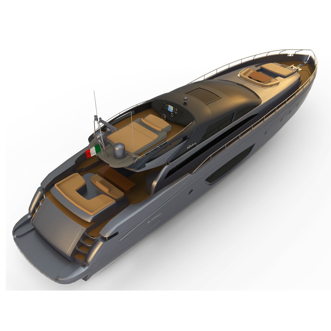Riva 86 Domino Yacht 3D Model – High Poly Motor Yacht, FBX, OBJ - View 4