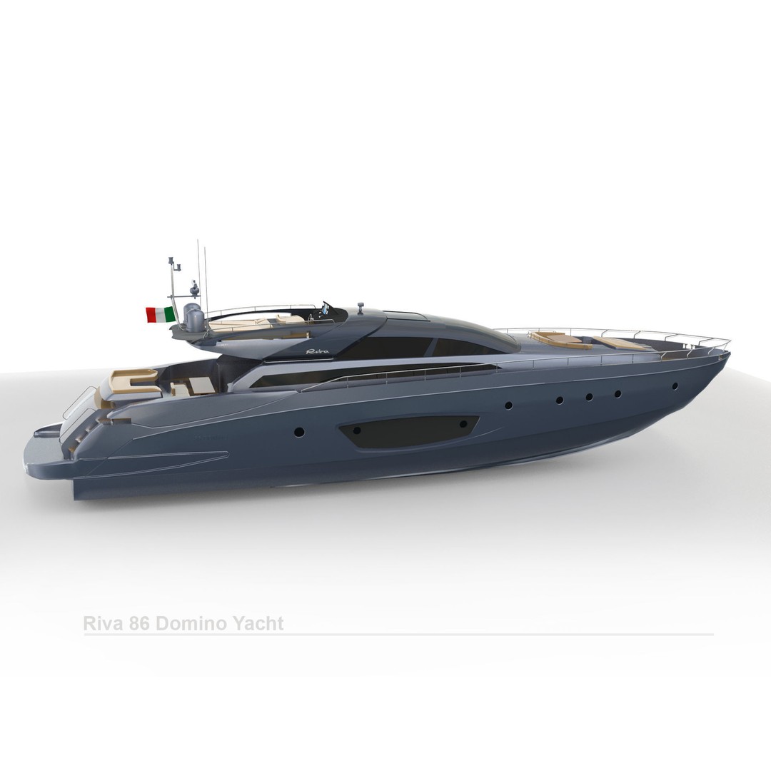 Riva 86 Domino Yacht 3D Model – High Poly Motor Yacht, FBX, OBJ - View 5