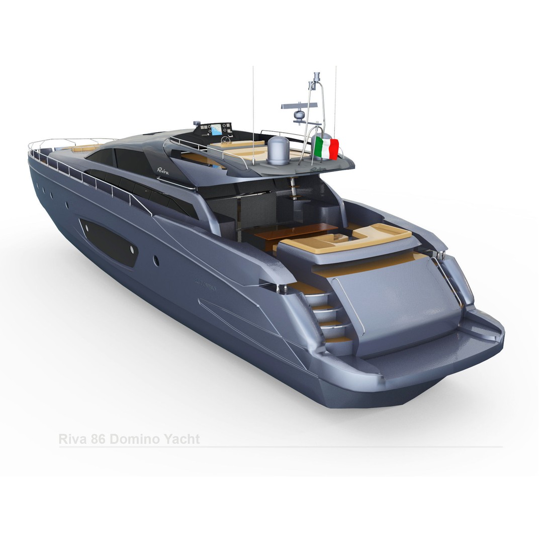 Riva 86 Domino Yacht 3D Model – High Poly Motor Yacht, FBX, OBJ - View 6
