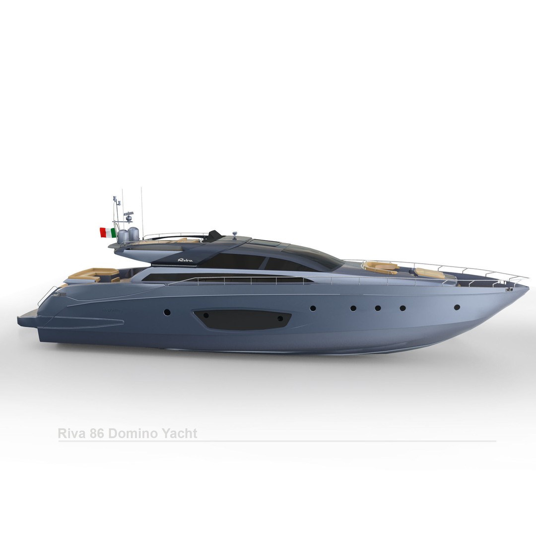 Riva 86 Domino Yacht 3D Model – High Poly Motor Yacht, FBX, OBJ - View 7