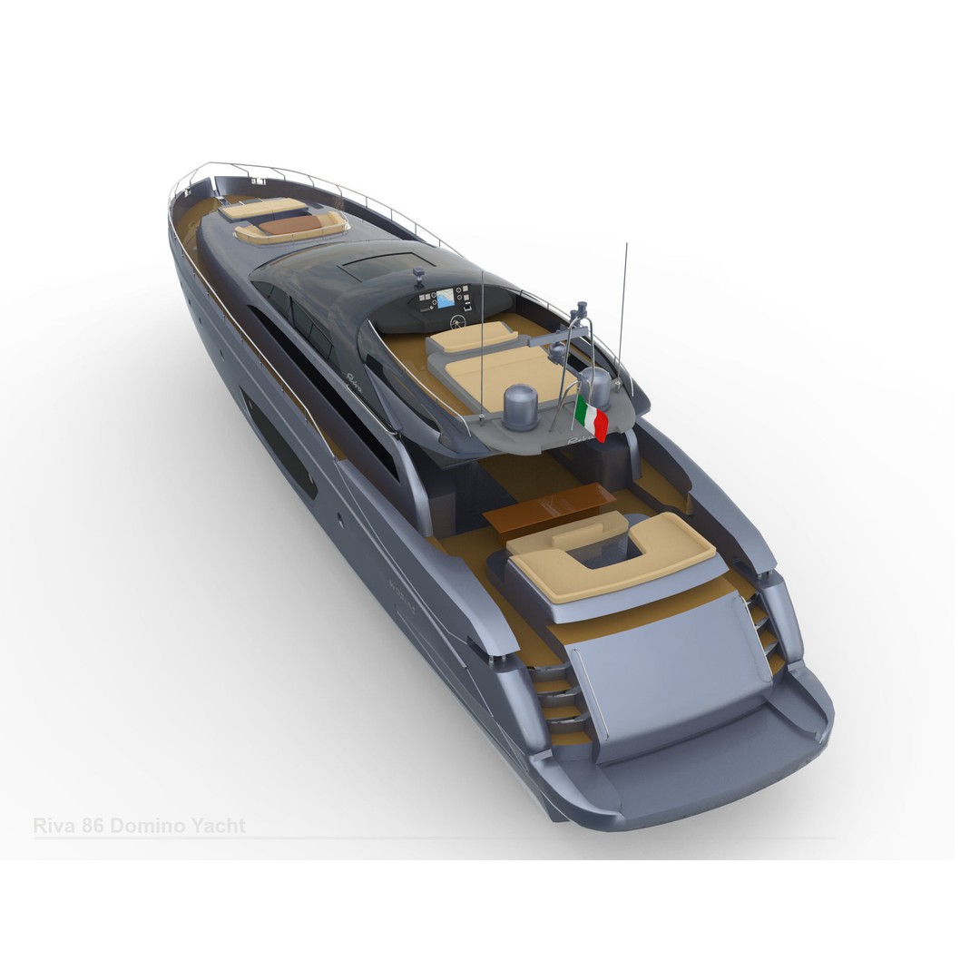 Riva 86 Domino Yacht 3D Model – High Poly Motor Yacht, FBX, OBJ - View 9