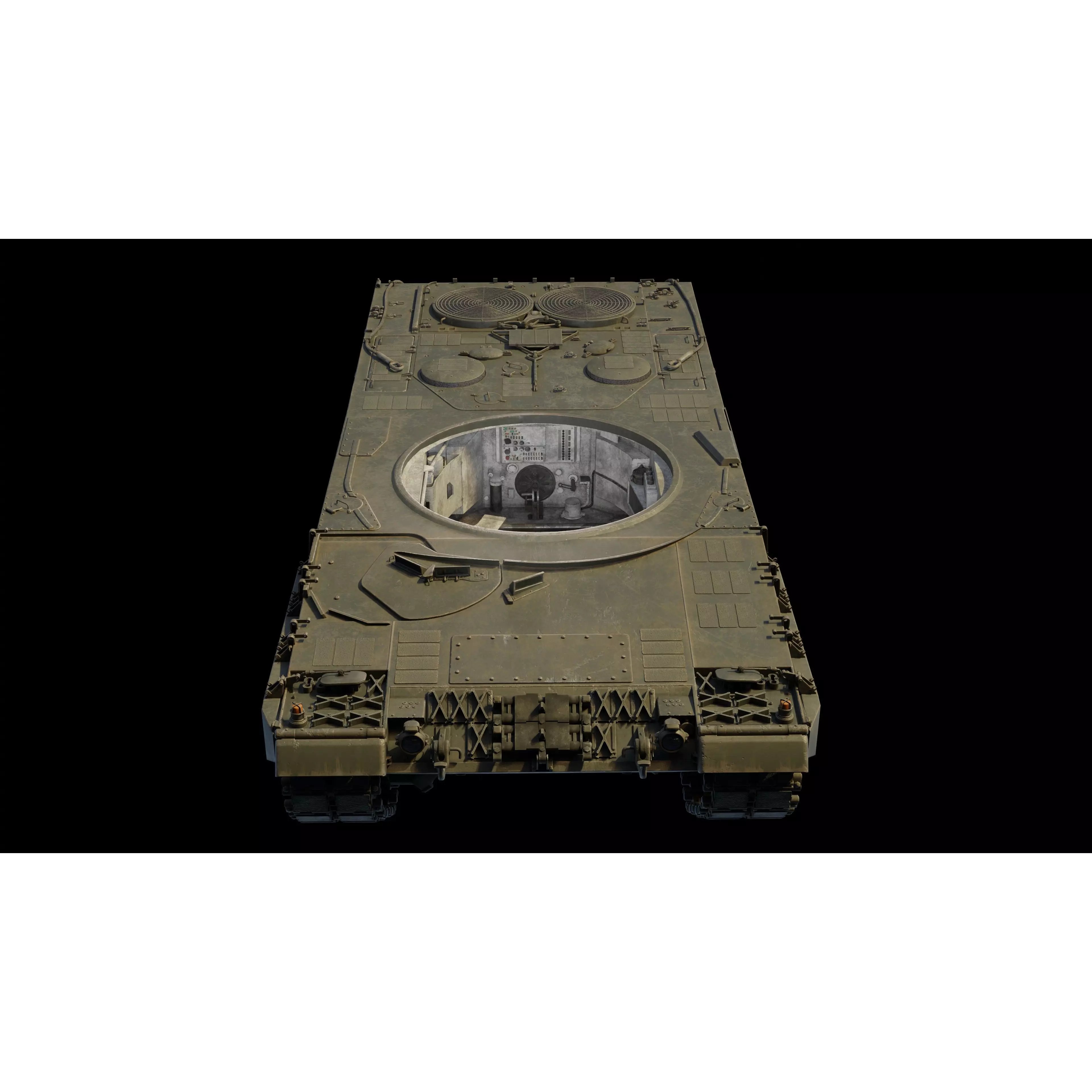 Leopard 2A4 Tank with Interior - Low-Poly Game-Ready 3D Model - View 10
