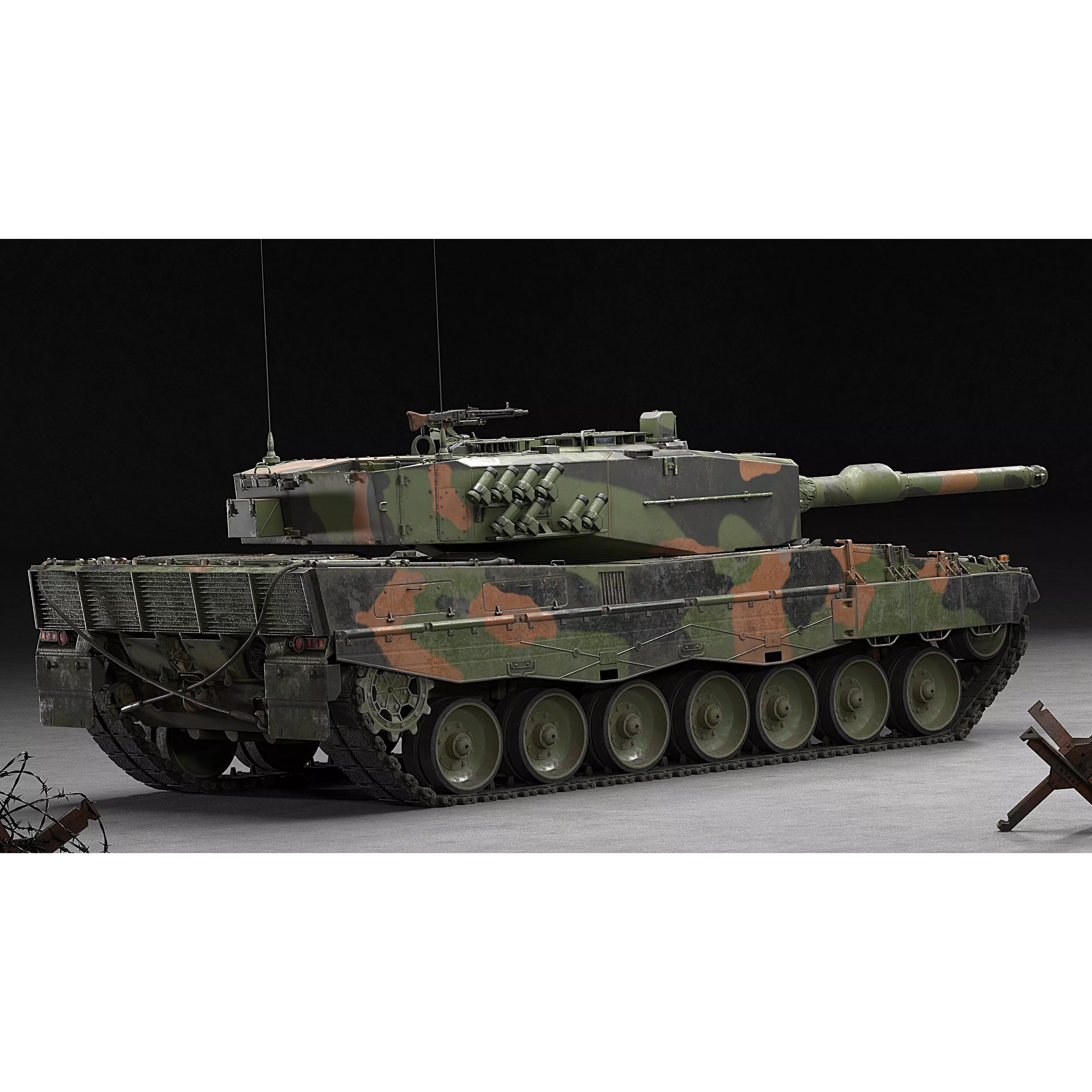 Leopard 2A4 Tank with Interior - Low-Poly Game-Ready 3D Model - View 22