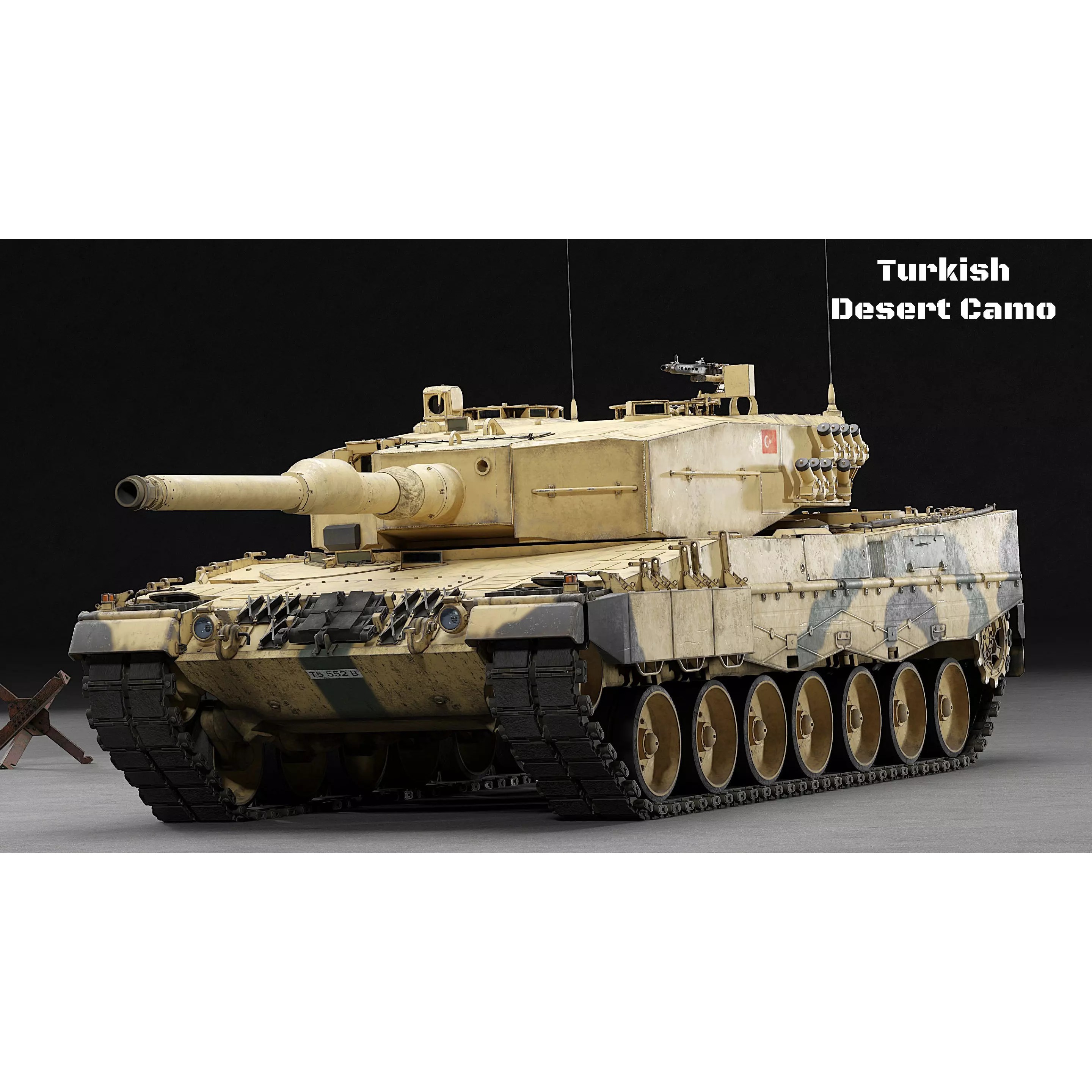 Leopard 2A4 Tank with Interior - Low-Poly Game-Ready 3D Model - View 23