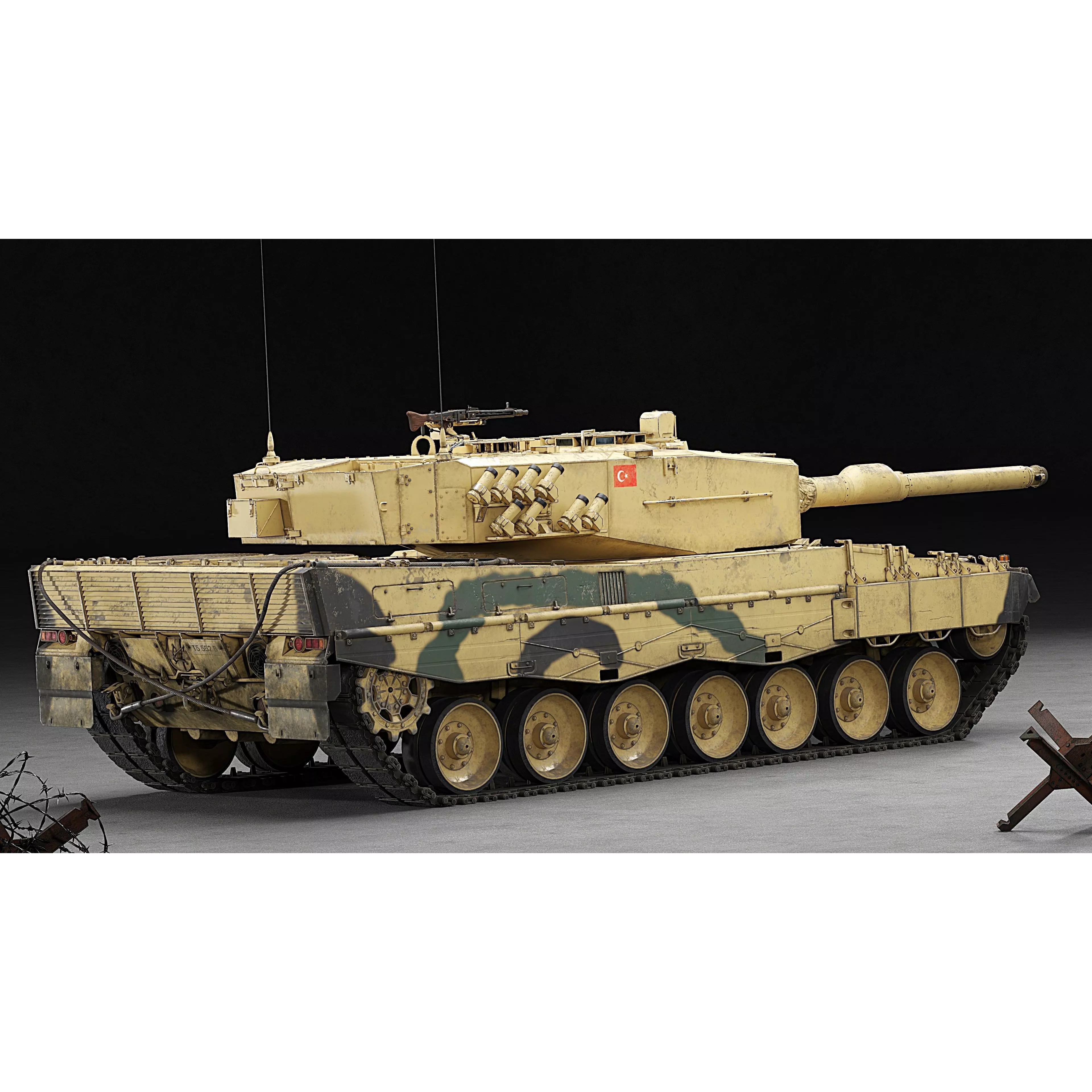 Leopard 2A4 Tank with Interior - Low-Poly Game-Ready 3D Model - View 24