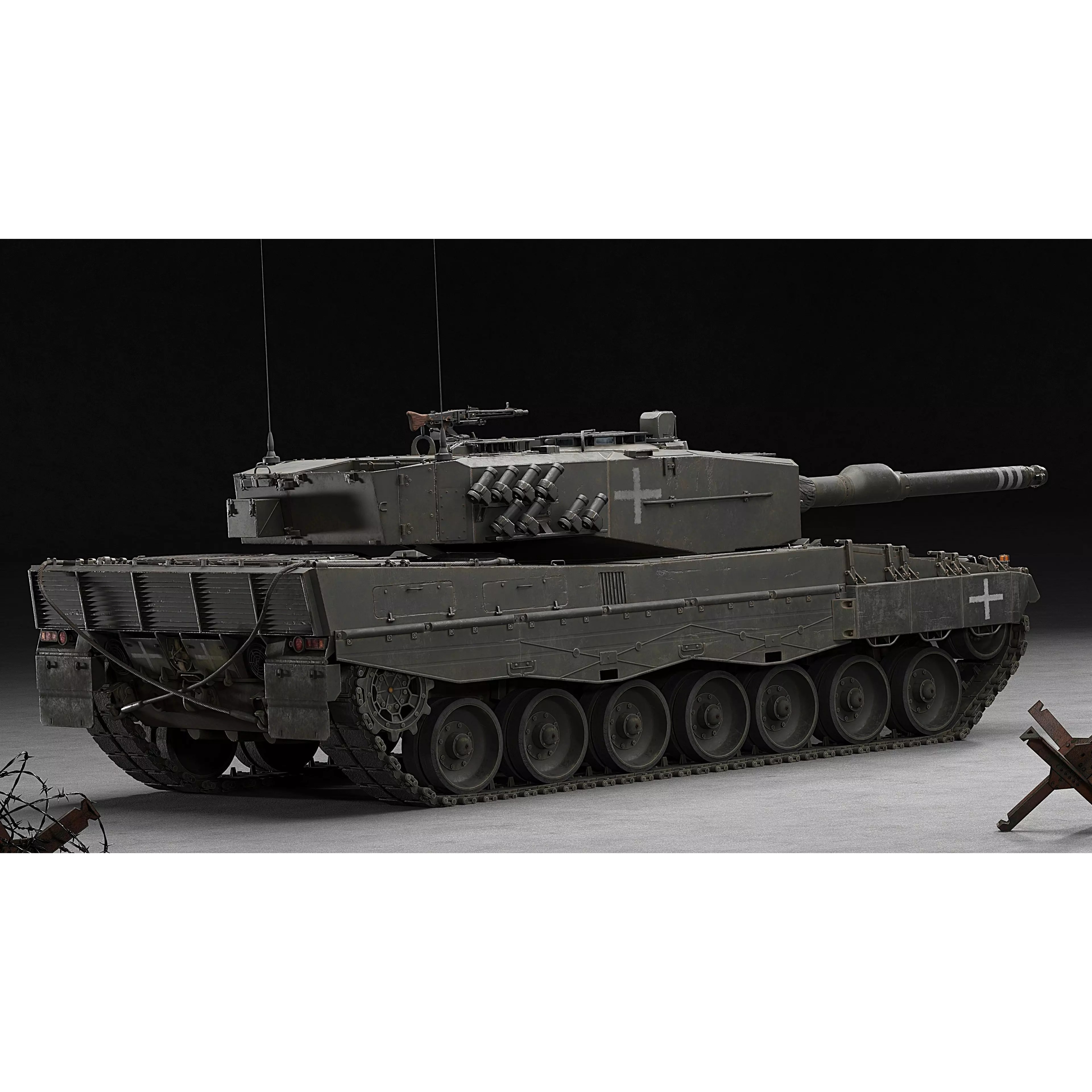 Leopard 2A4 Tank with Interior - Low-Poly Game-Ready 3D Model - View 28
