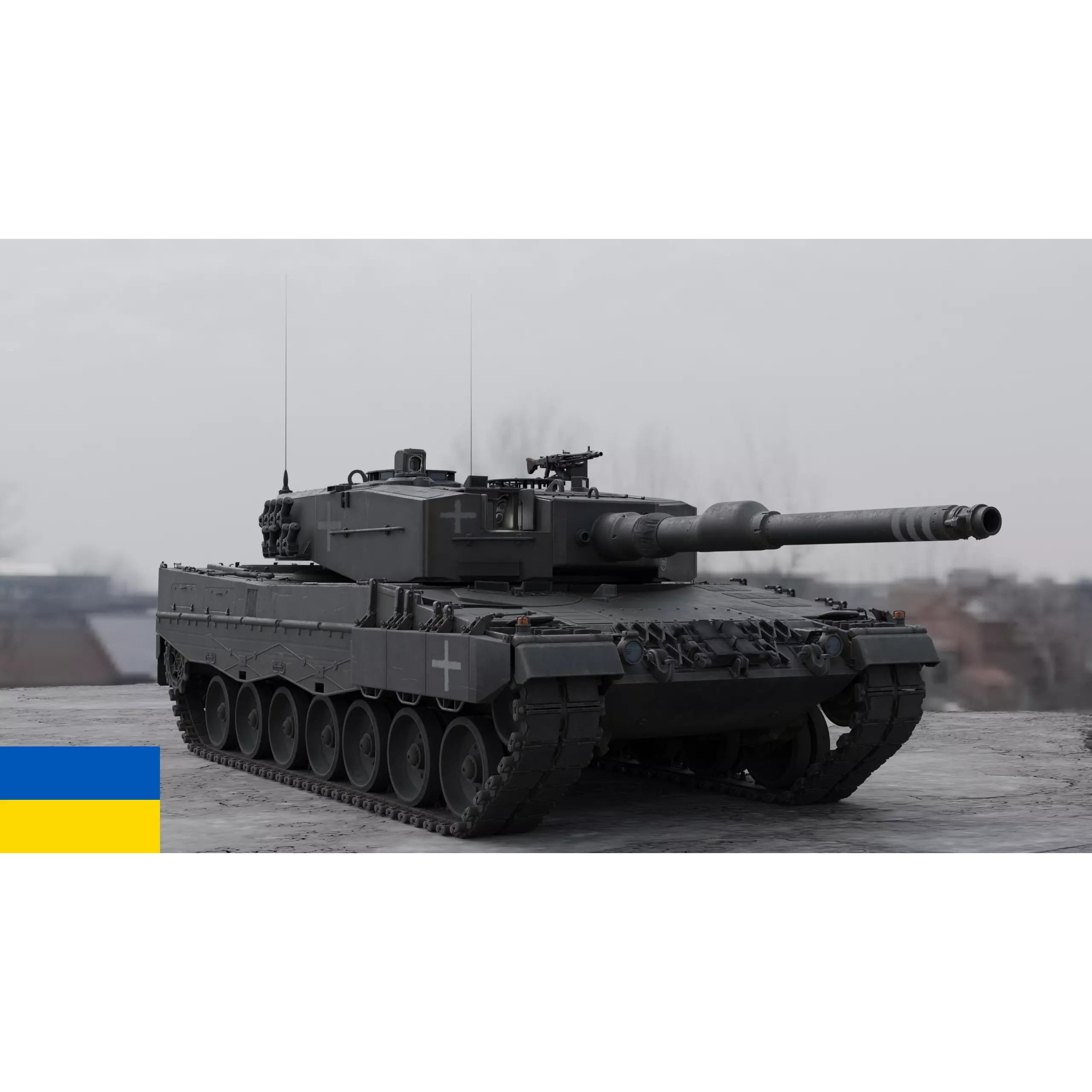 Leopard 2A4 Tank with Interior - Low-Poly Game-Ready 3D Model - View 30