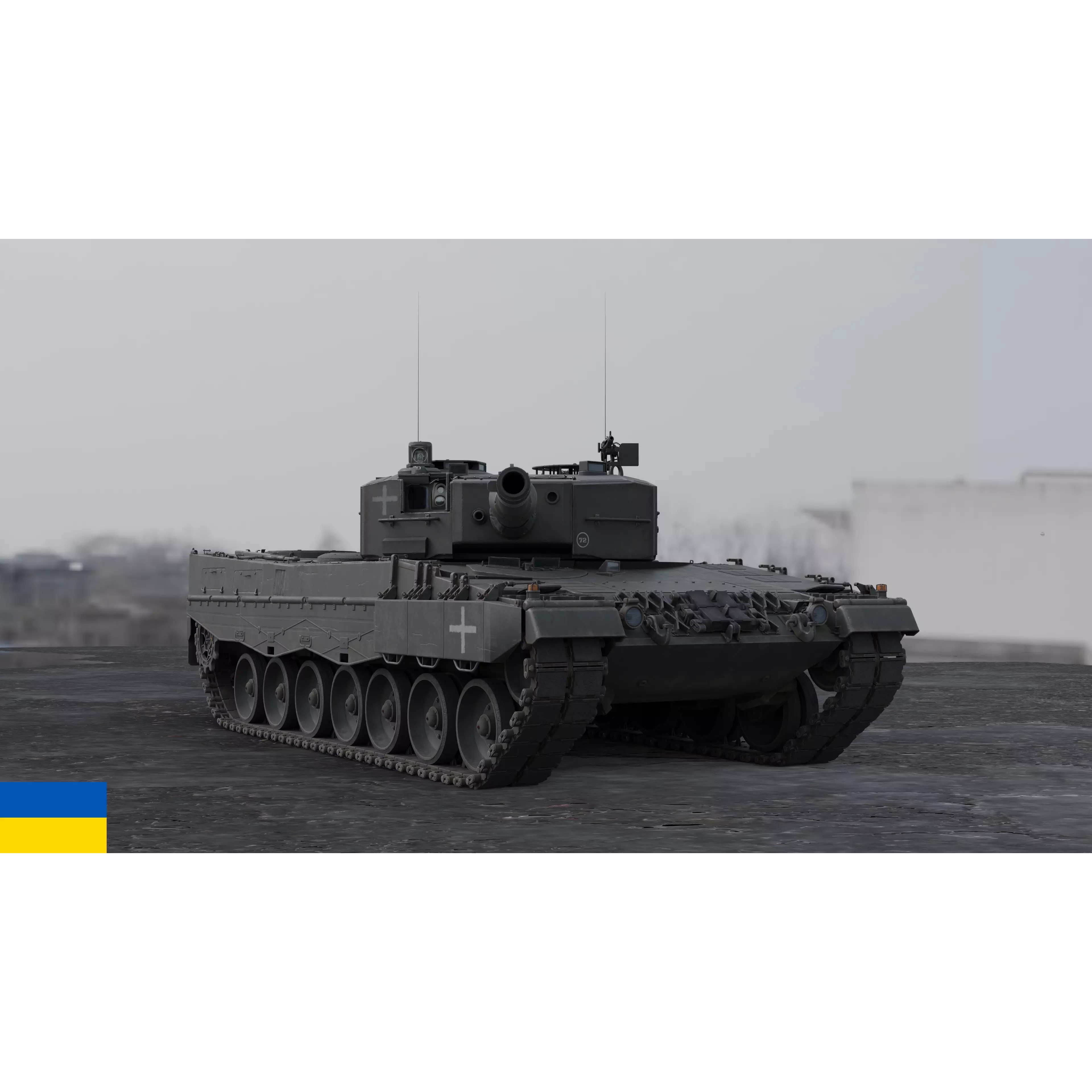 Leopard 2A4 Tank with Interior - Low-Poly Game-Ready 3D Model - View 32