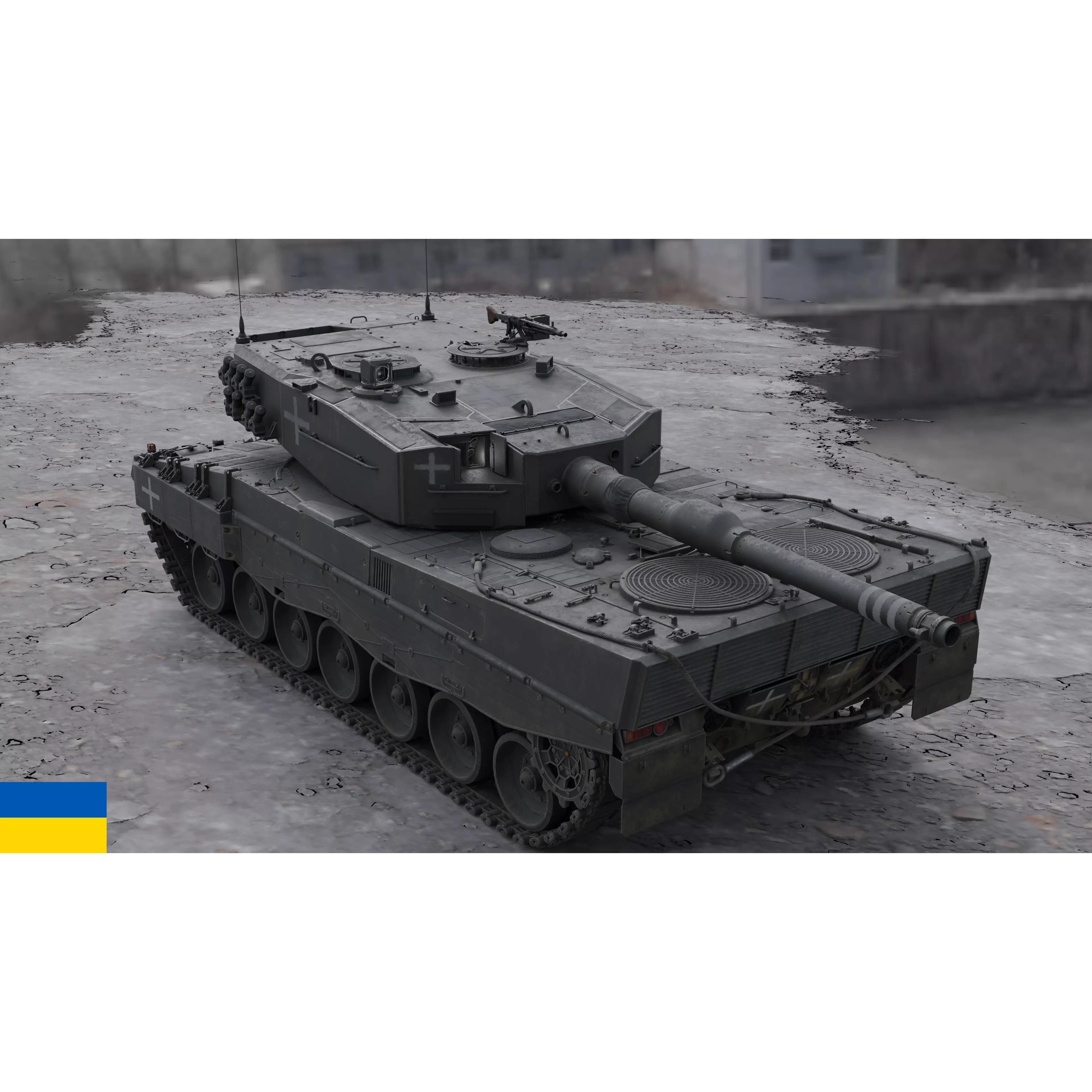 Leopard 2A4 Tank with Interior - Low-Poly Game-Ready 3D Model - View 33