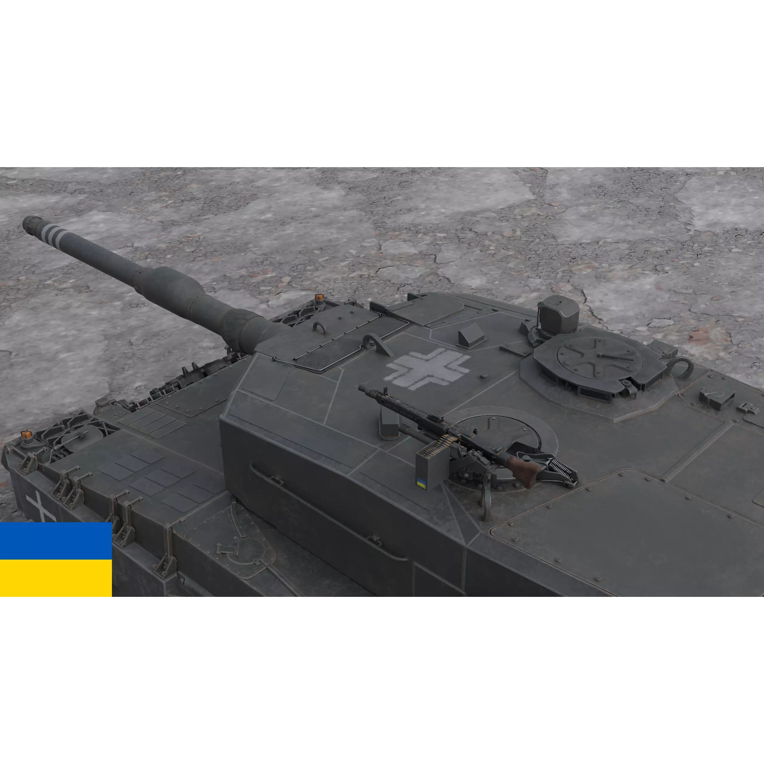 Leopard 2A4 Tank with Interior - Low-Poly Game-Ready 3D Model - View 34