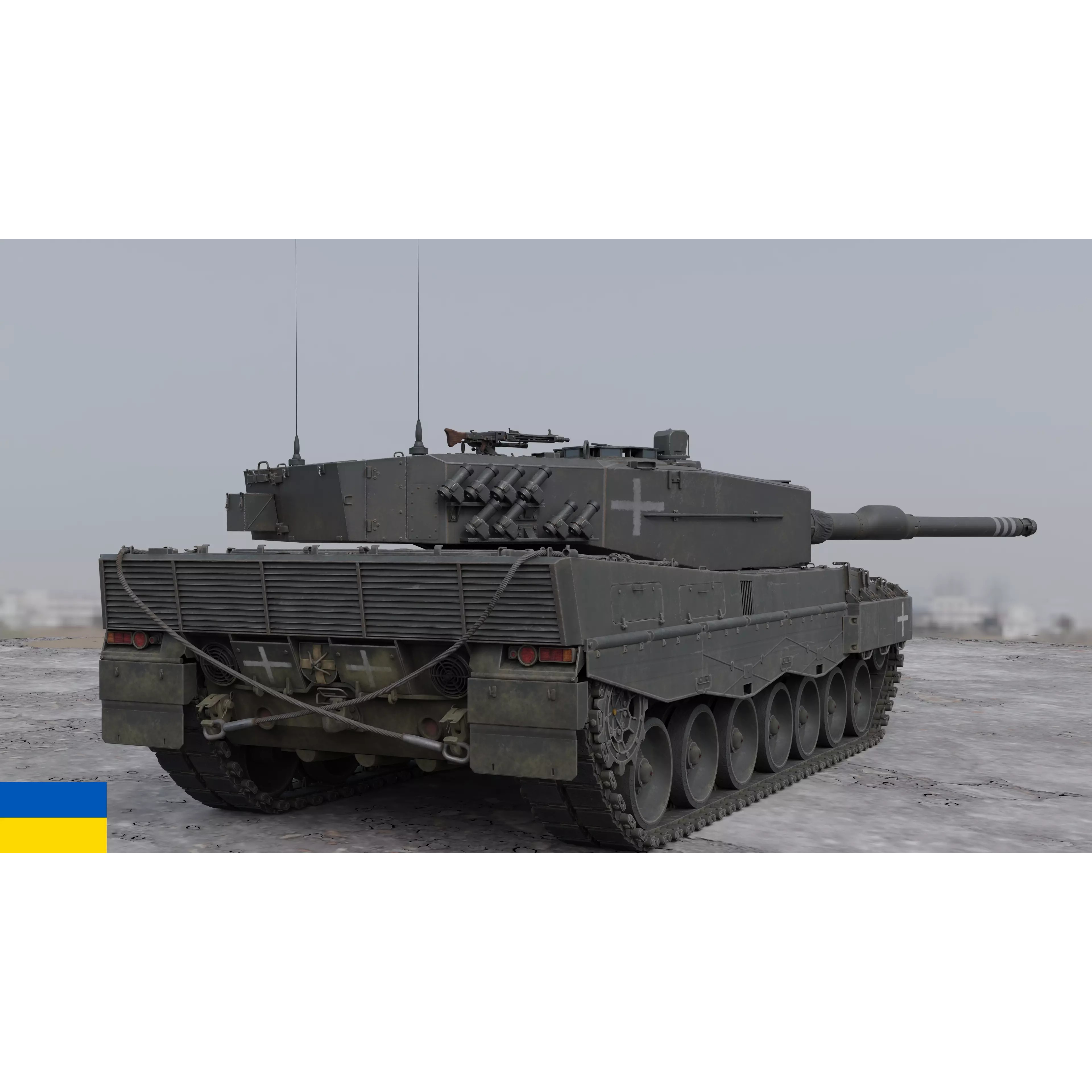 Leopard 2A4 Tank with Interior - Low-Poly Game-Ready 3D Model - View 35