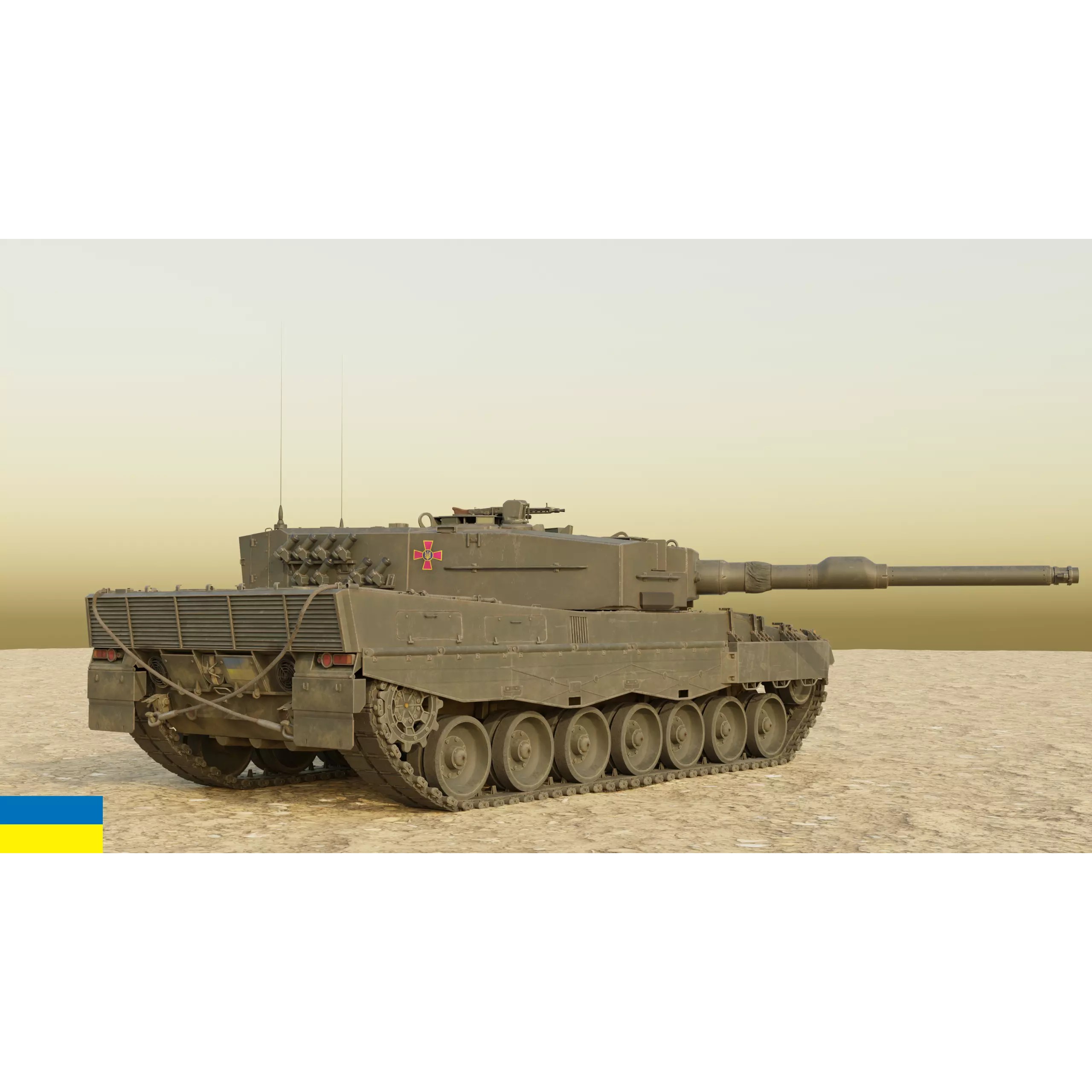 Leopard 2A4 Tank with Interior - Low-Poly Game-Ready 3D Model - View 36