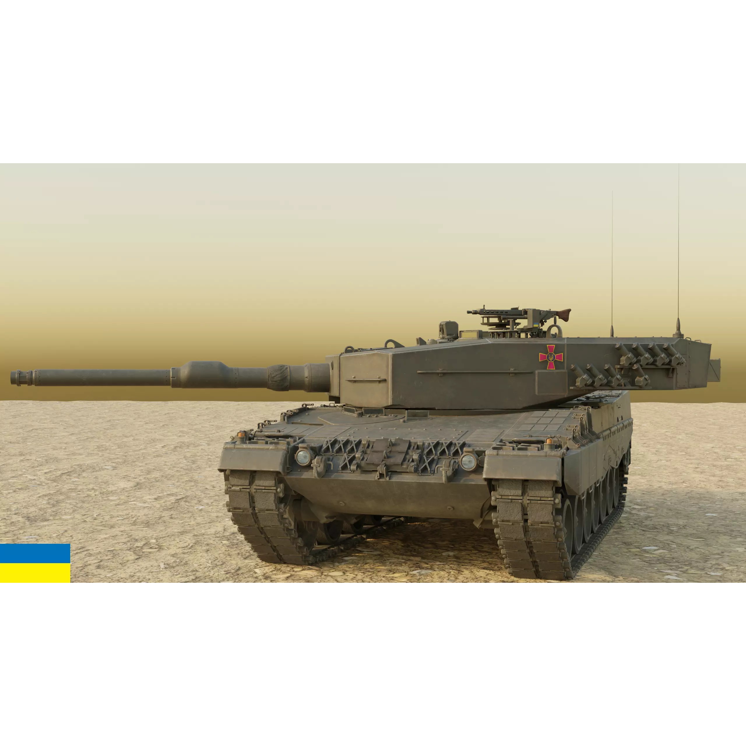 Leopard 2A4 Tank with Interior - Low-Poly Game-Ready 3D Model - View 37