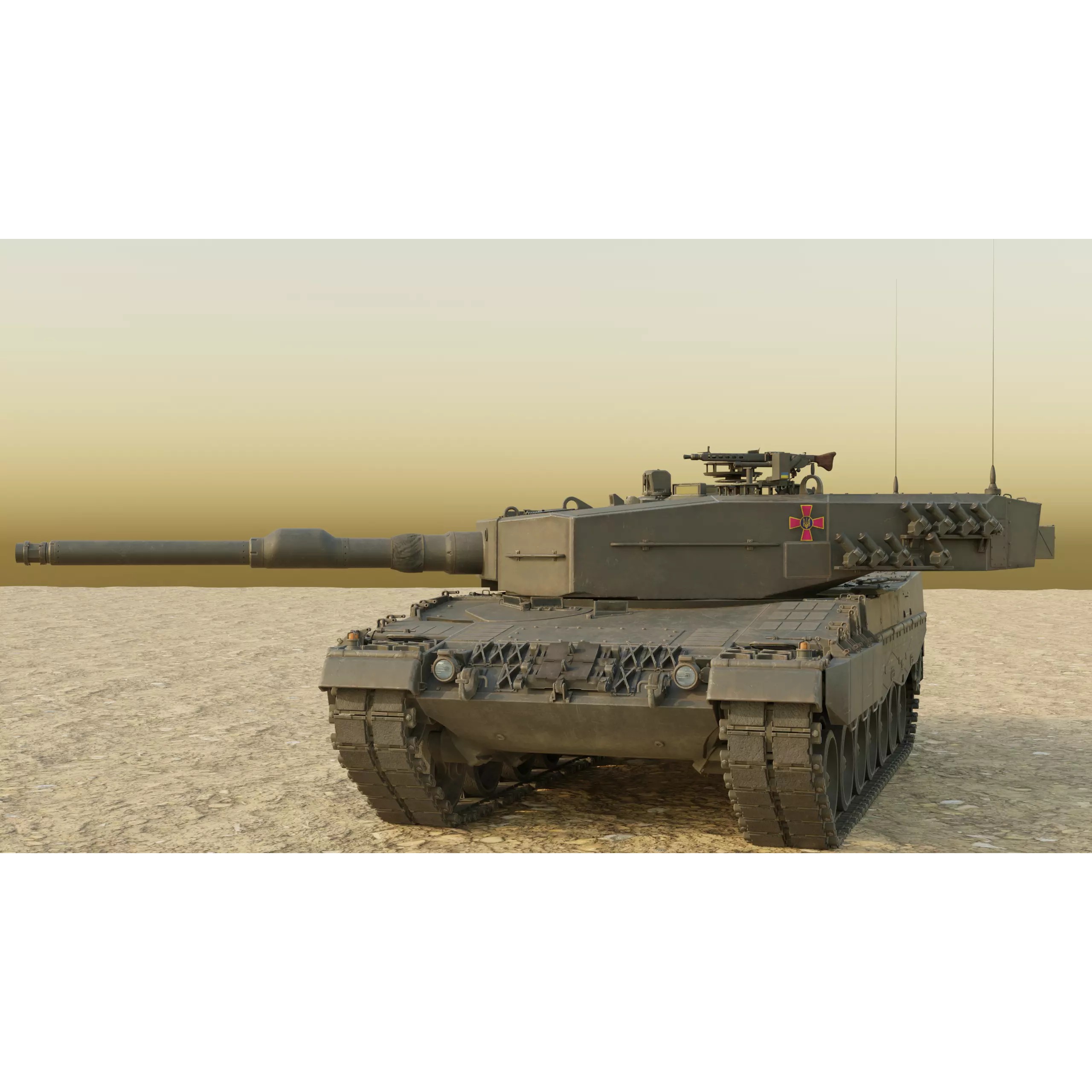 Leopard 2A4 Tank with Interior - Low-Poly Game-Ready 3D Model - View 40