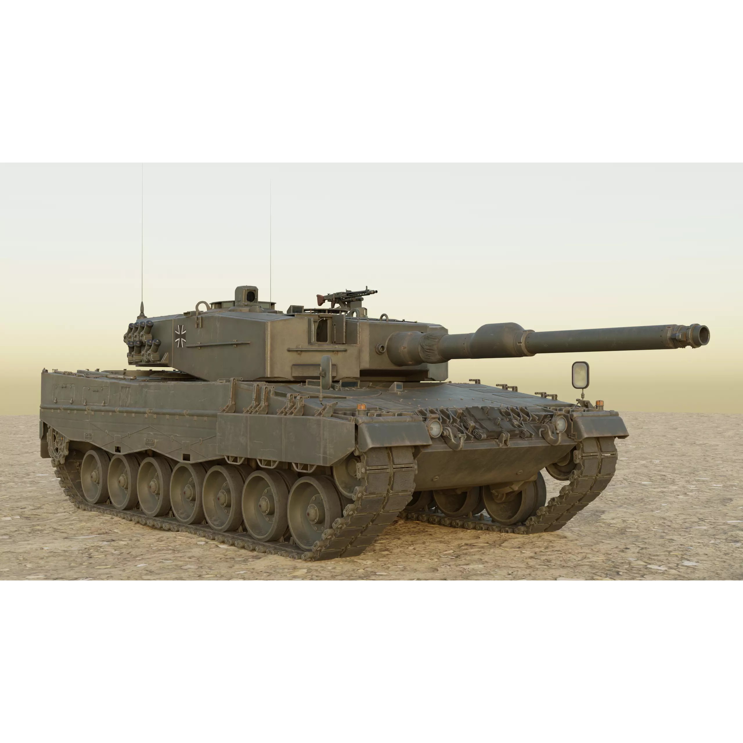 Leopard 2A4 Tank with Interior - Low-Poly Game-Ready 3D Model - View 42