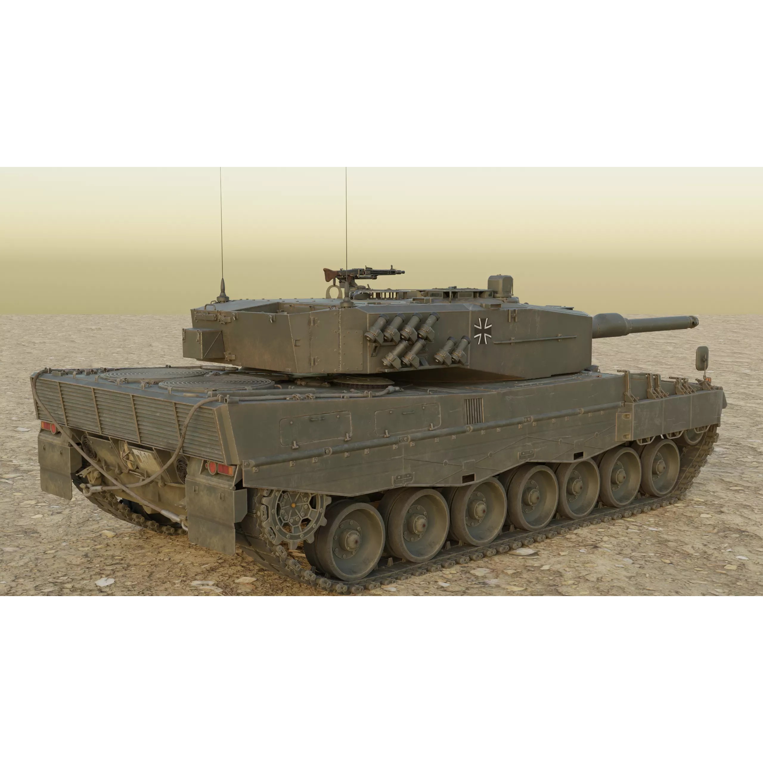 Leopard 2A4 Tank with Interior - Low-Poly Game-Ready 3D Model - View 43