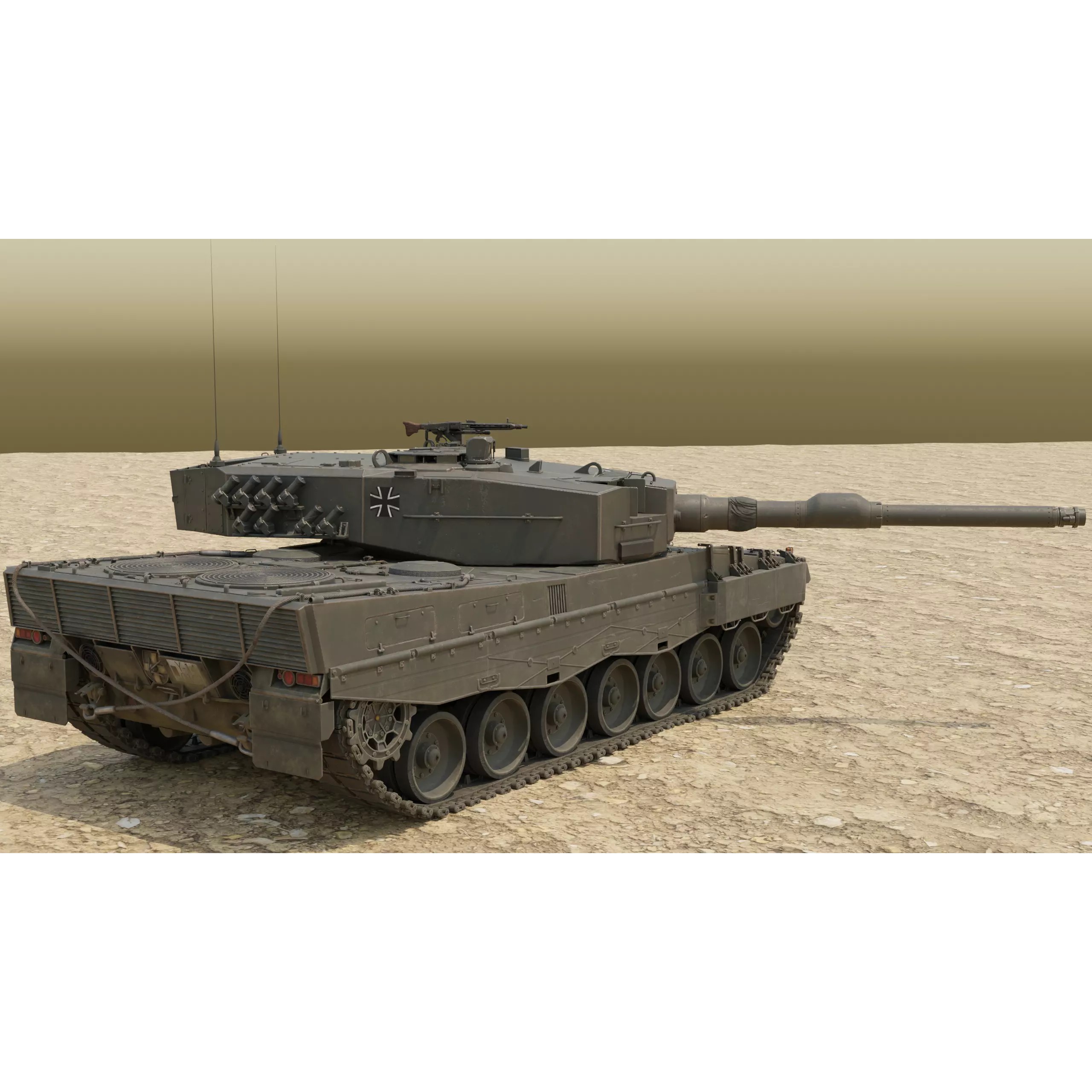 Leopard 2A4 Tank with Interior - Low-Poly Game-Ready 3D Model - View 44
