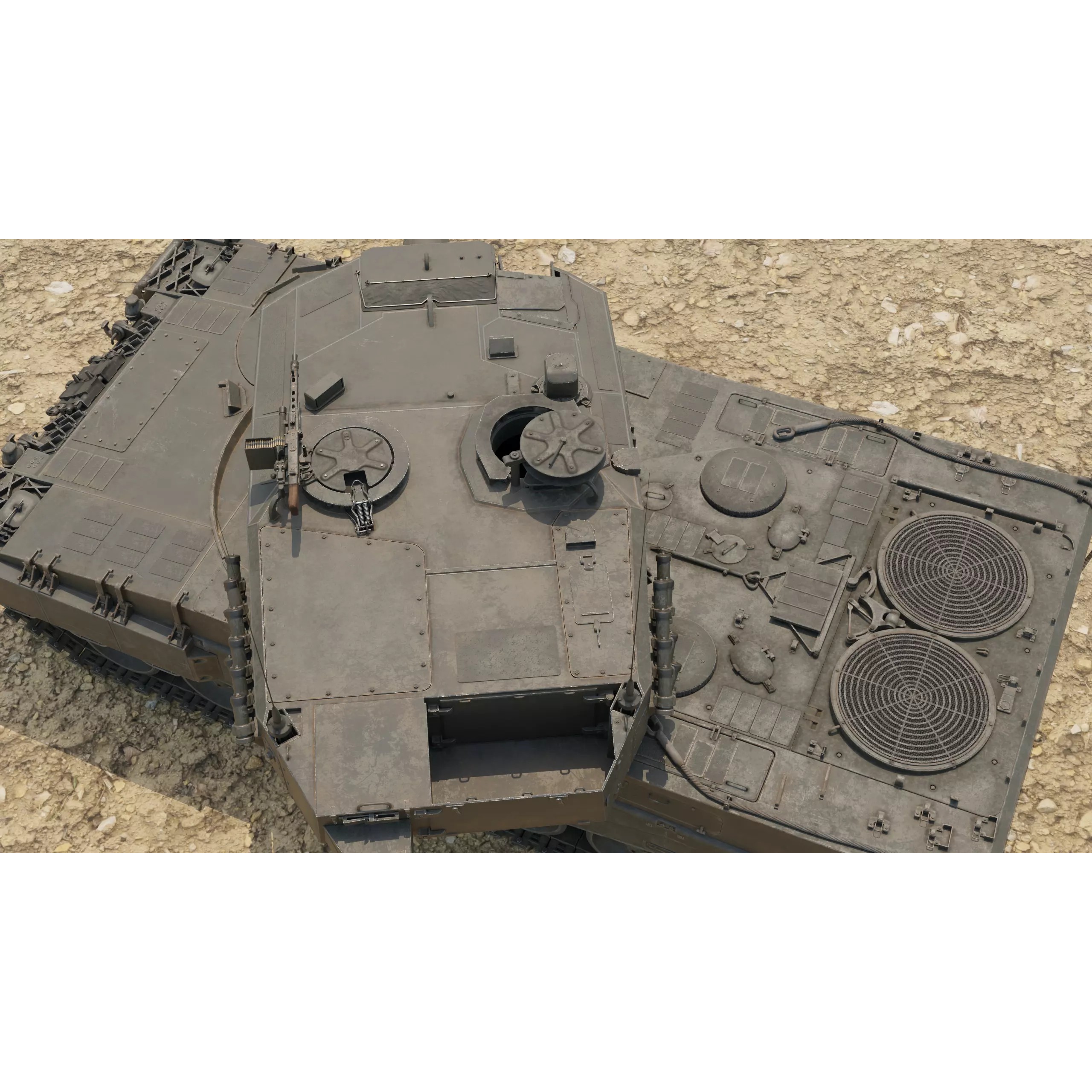Leopard 2A4 Tank with Interior - Low-Poly Game-Ready 3D Model - View 45