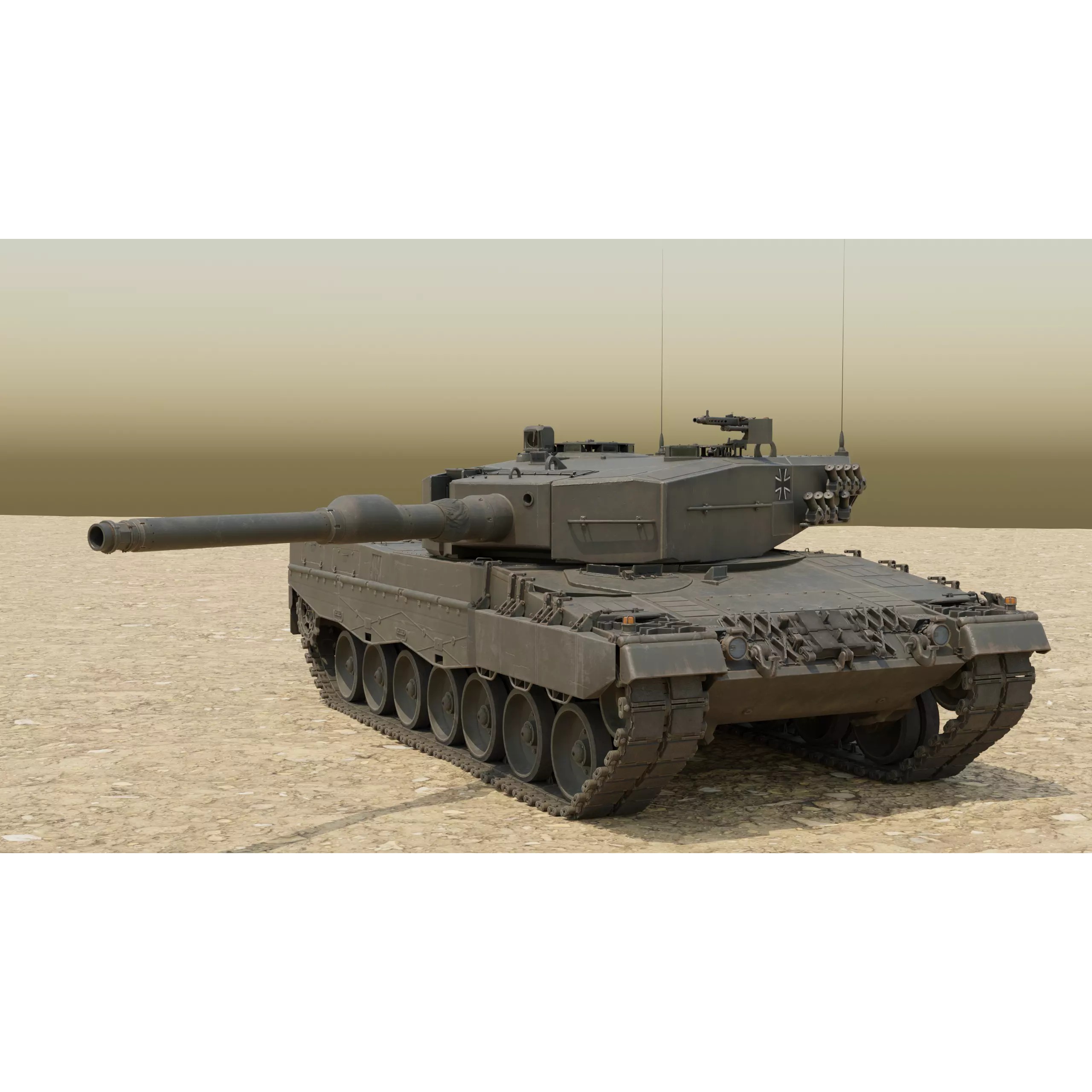 Leopard 2A4 Tank with Interior - Low-Poly Game-Ready 3D Model - View 46