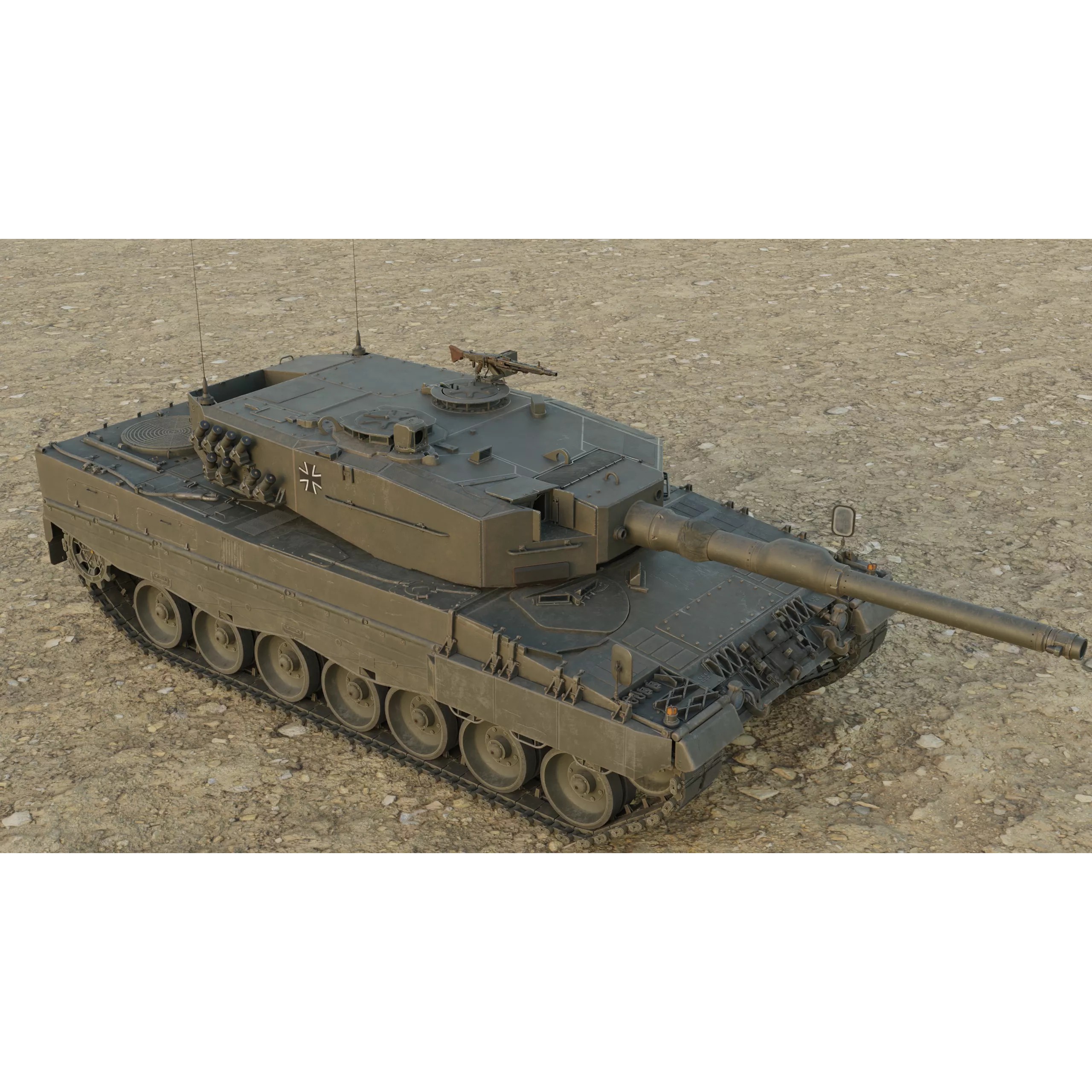 Leopard 2A4 Tank with Interior - Low-Poly Game-Ready 3D Model - View 47