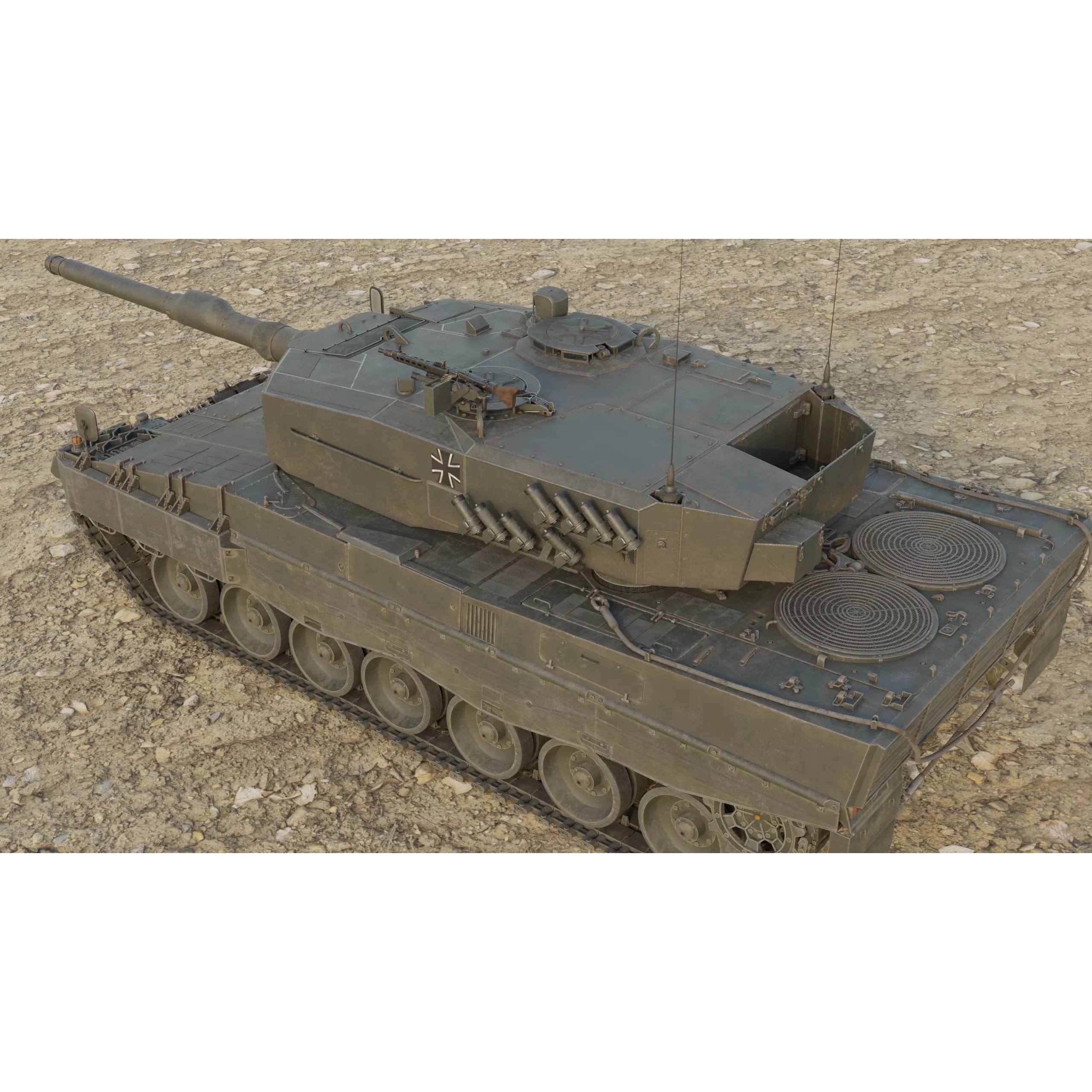Leopard 2A4 Tank with Interior - Low-Poly Game-Ready 3D Model - View 48