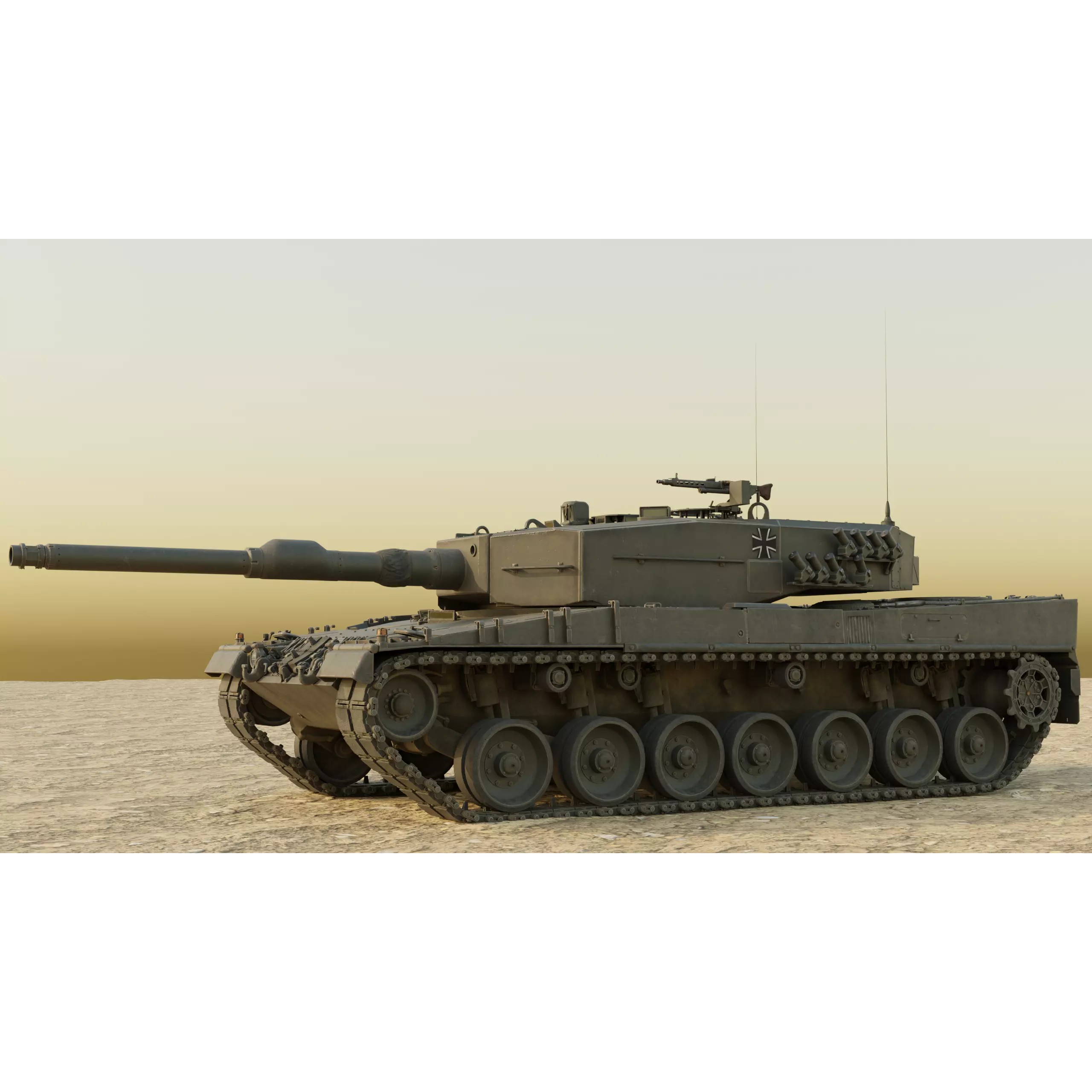 Leopard 2A4 Tank with Interior - Low-Poly Game-Ready 3D Model - View 51