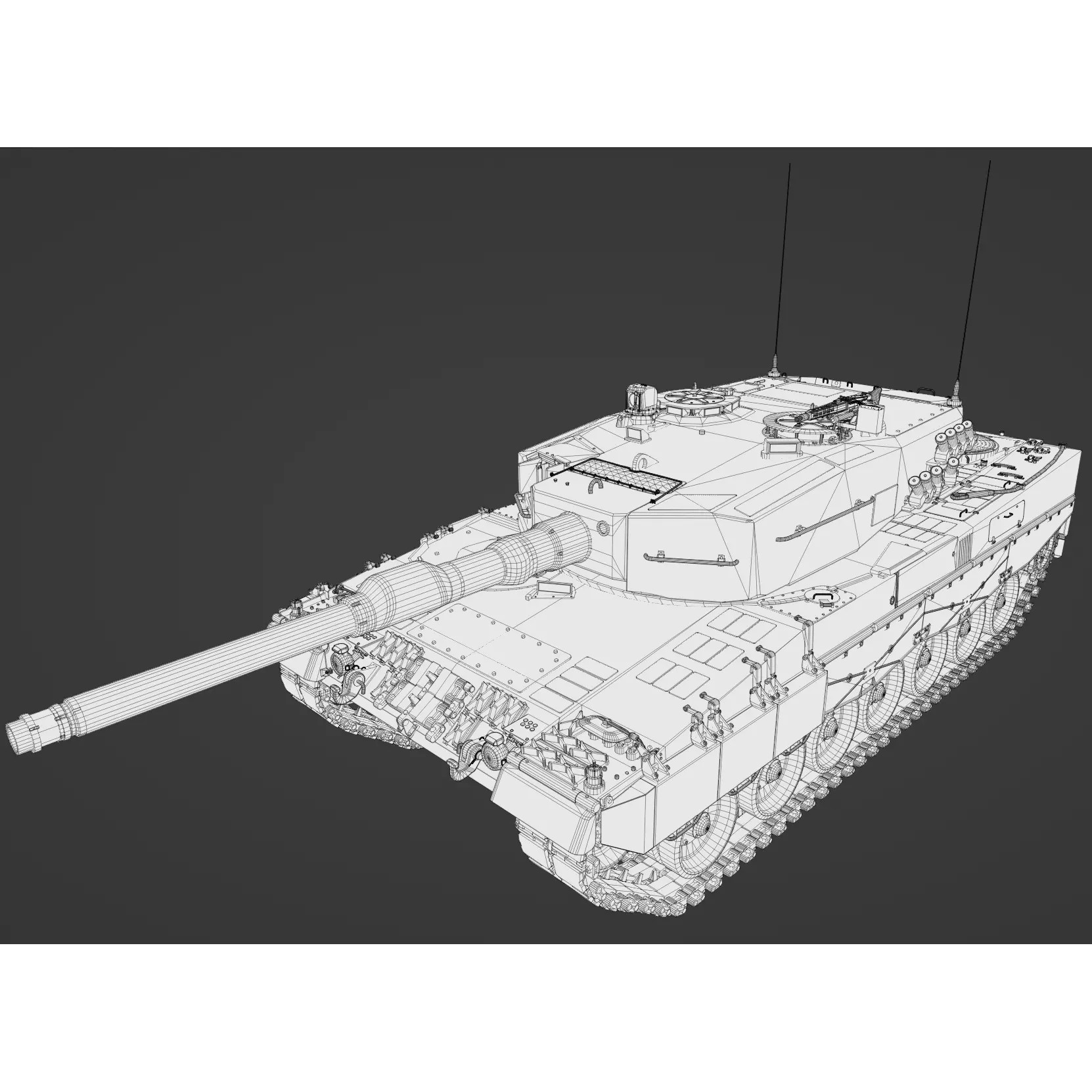 Leopard 2A4 Tank with Interior - Low-Poly Game-Ready 3D Model - View 52