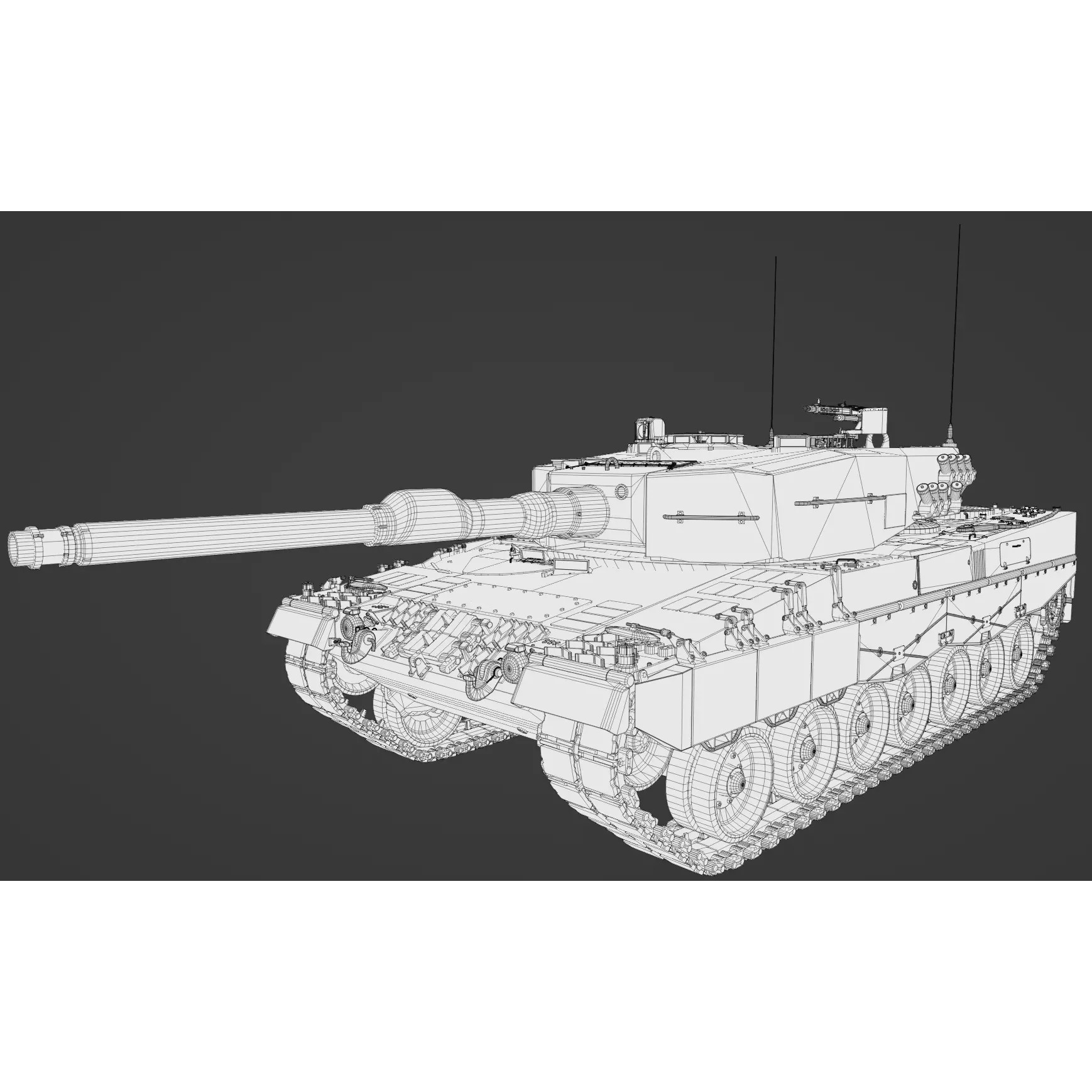 Leopard 2A4 Tank with Interior - Low-Poly Game-Ready 3D Model - View 53