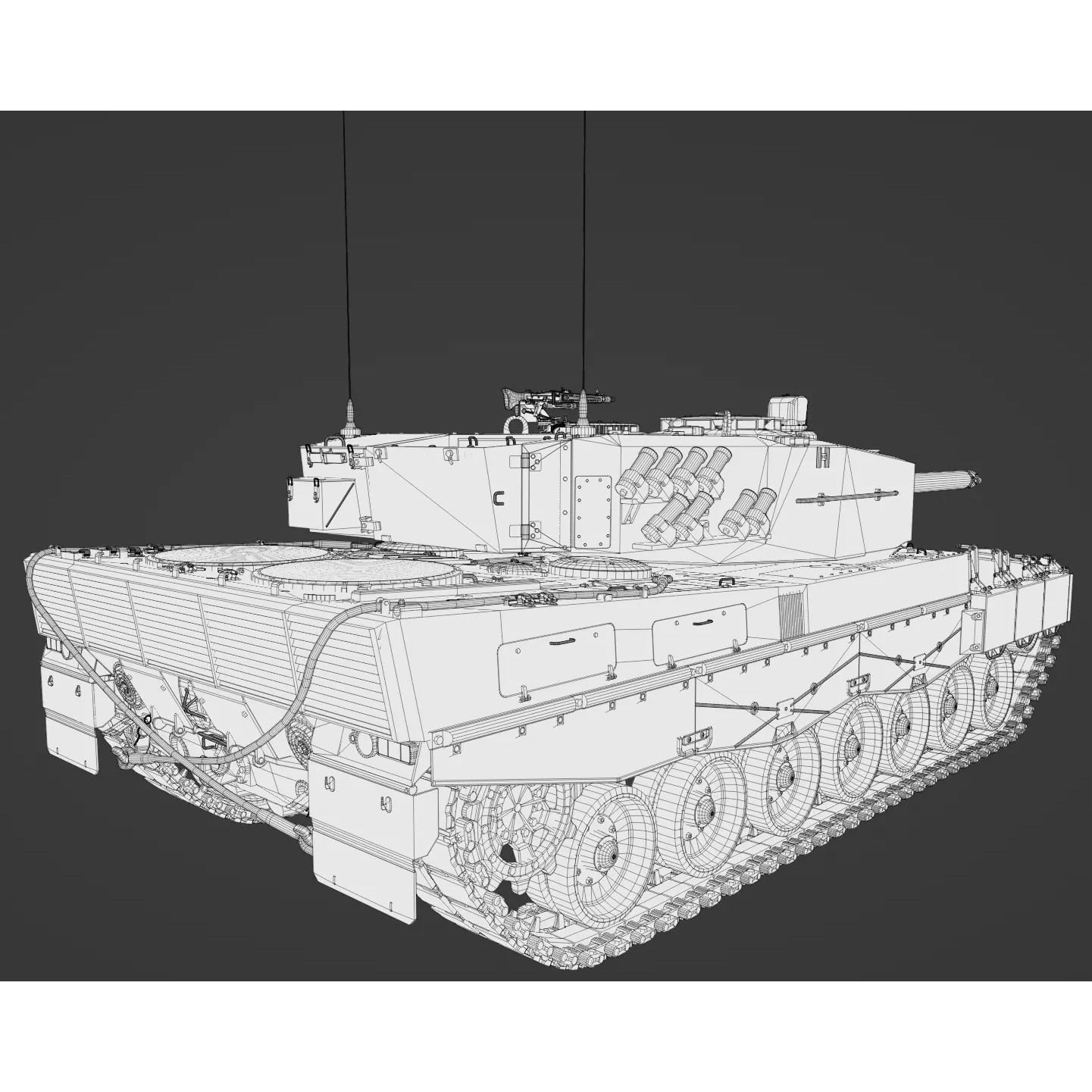 Leopard 2A4 Tank with Interior - Low-Poly Game-Ready 3D Model - View 54