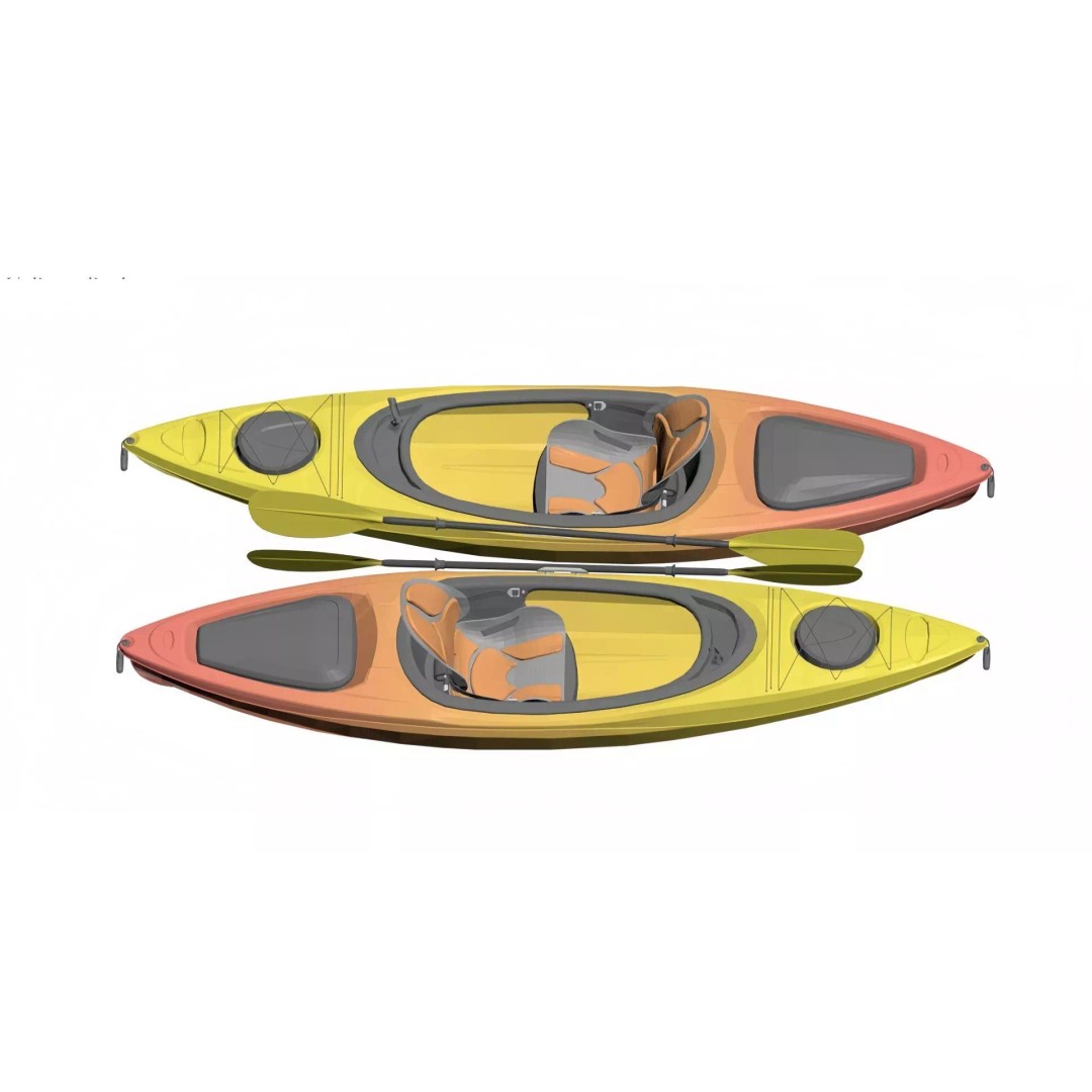 Colorful Kayak 3D Model – Vibrant Single-Person Watercraft, FBX - View 3