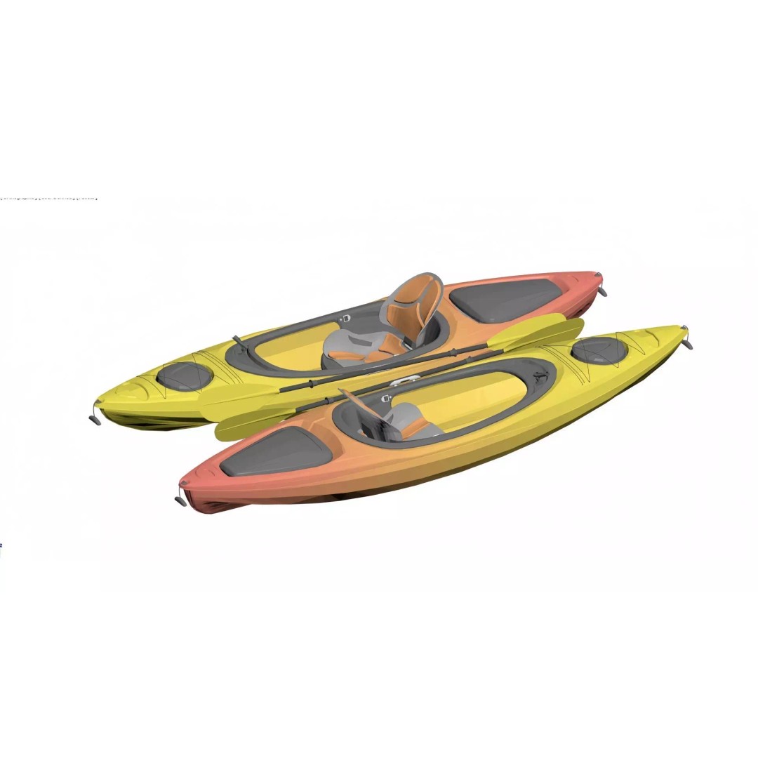Colorful Kayak 3D Model – Vibrant Single-Person Watercraft, FBX - View 4