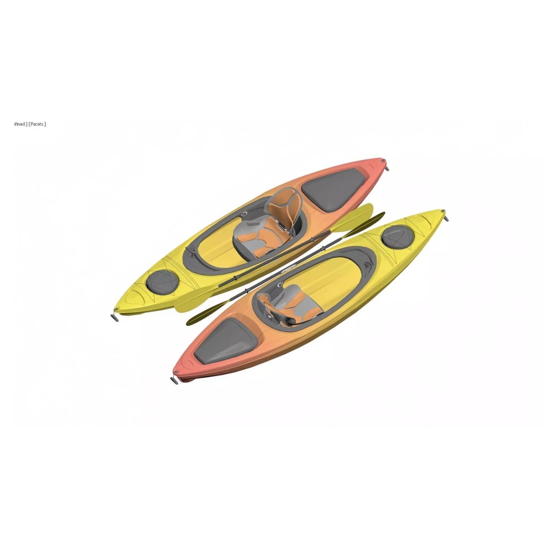 Colorful Kayak 3D Model – Vibrant Single-Person Watercraft, FBX - View 5