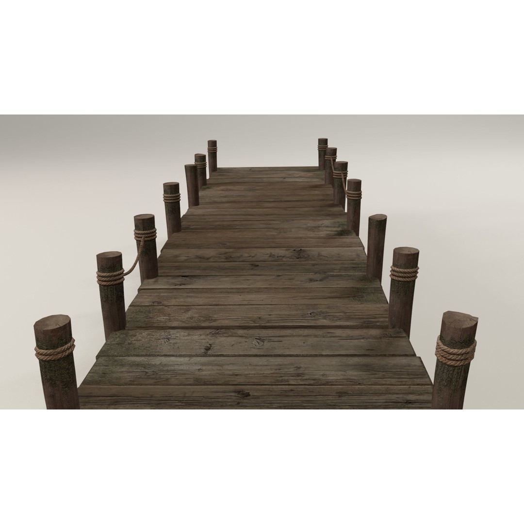 Wooden Pier 3D Model – Low Poly Modular Game Asset, FBX - View 10