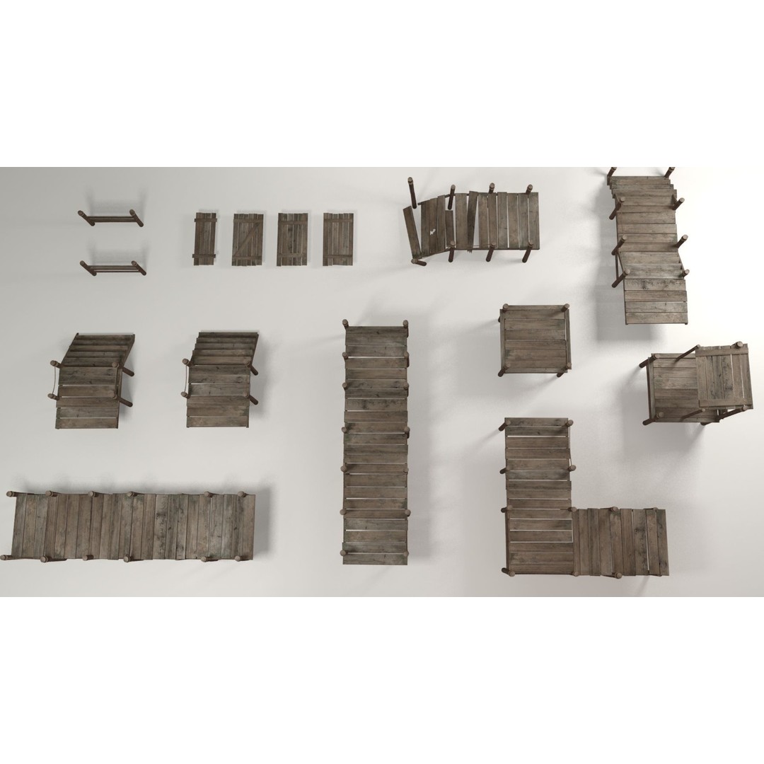 Wooden Pier 3D Model – Low Poly Modular Game Asset, FBX - View 15