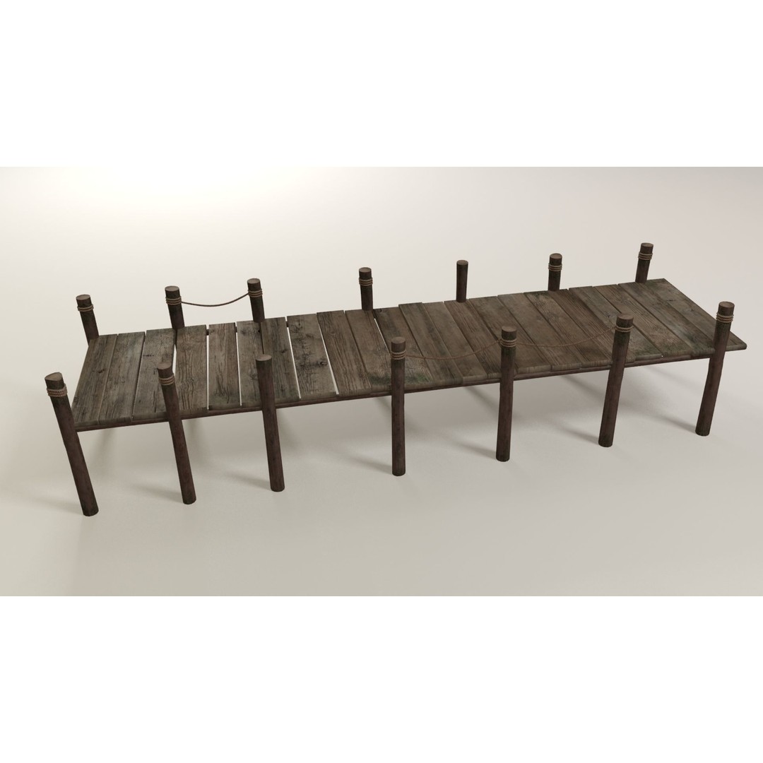 Wooden Pier 3D Model – Low Poly Modular Game Asset, FBX - View 6