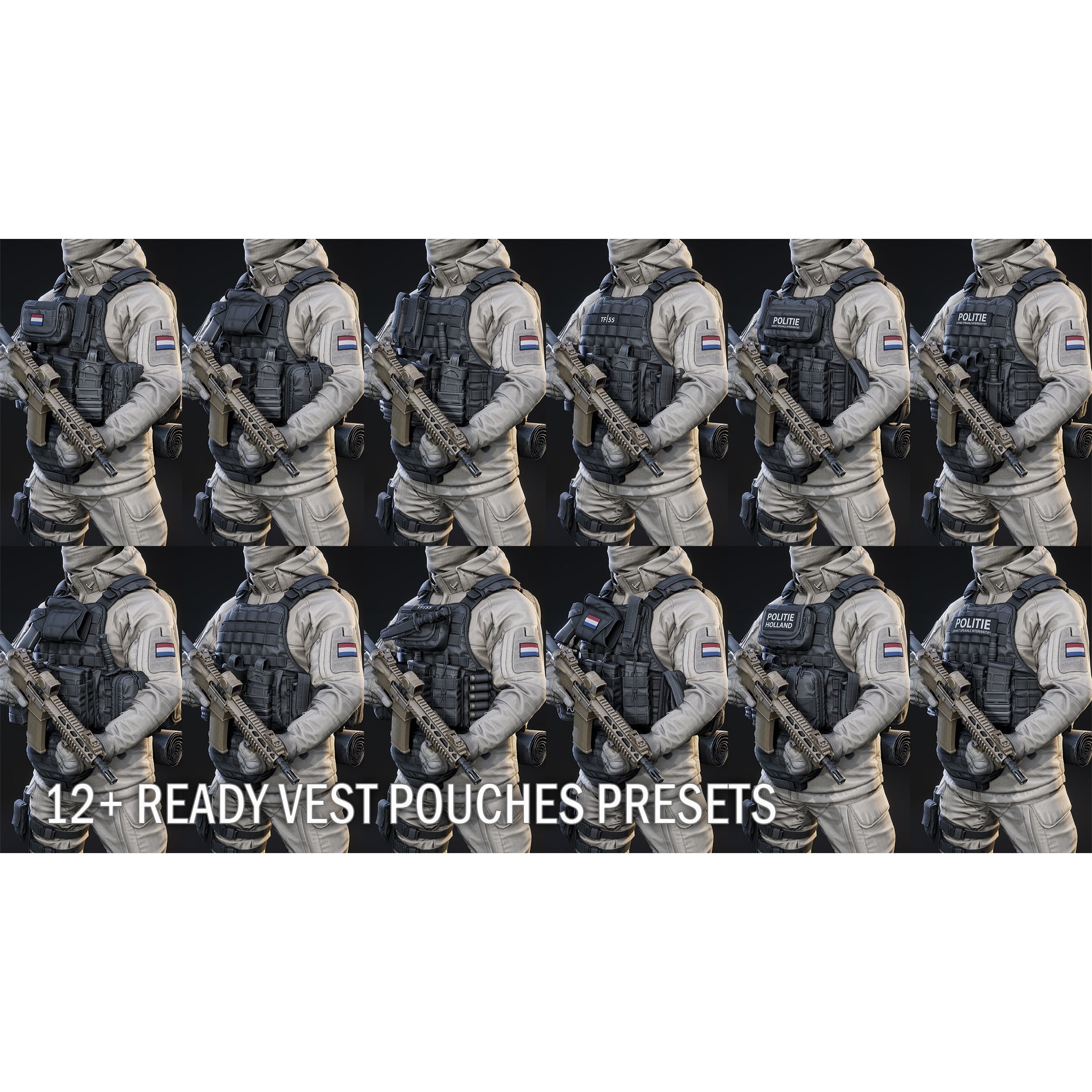 AAA Modular Soldier Pack Vol2 - Low-Poly Game-Ready 3D Model - View 12