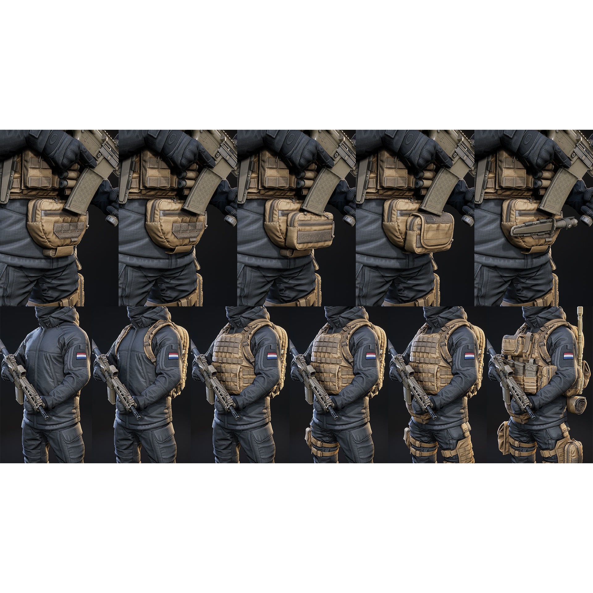 AAA Modular Soldier Pack Vol2 - Low-Poly Game-Ready 3D Model - View 14