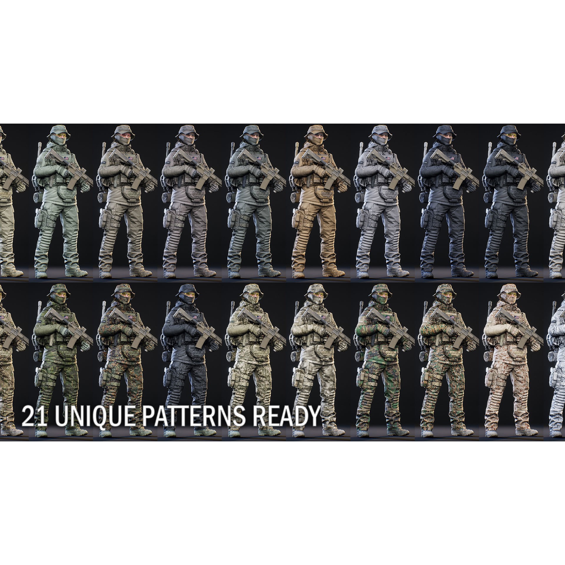 AAA Modular Soldier Pack Vol2 - Low-Poly Game-Ready 3D Model - View 15