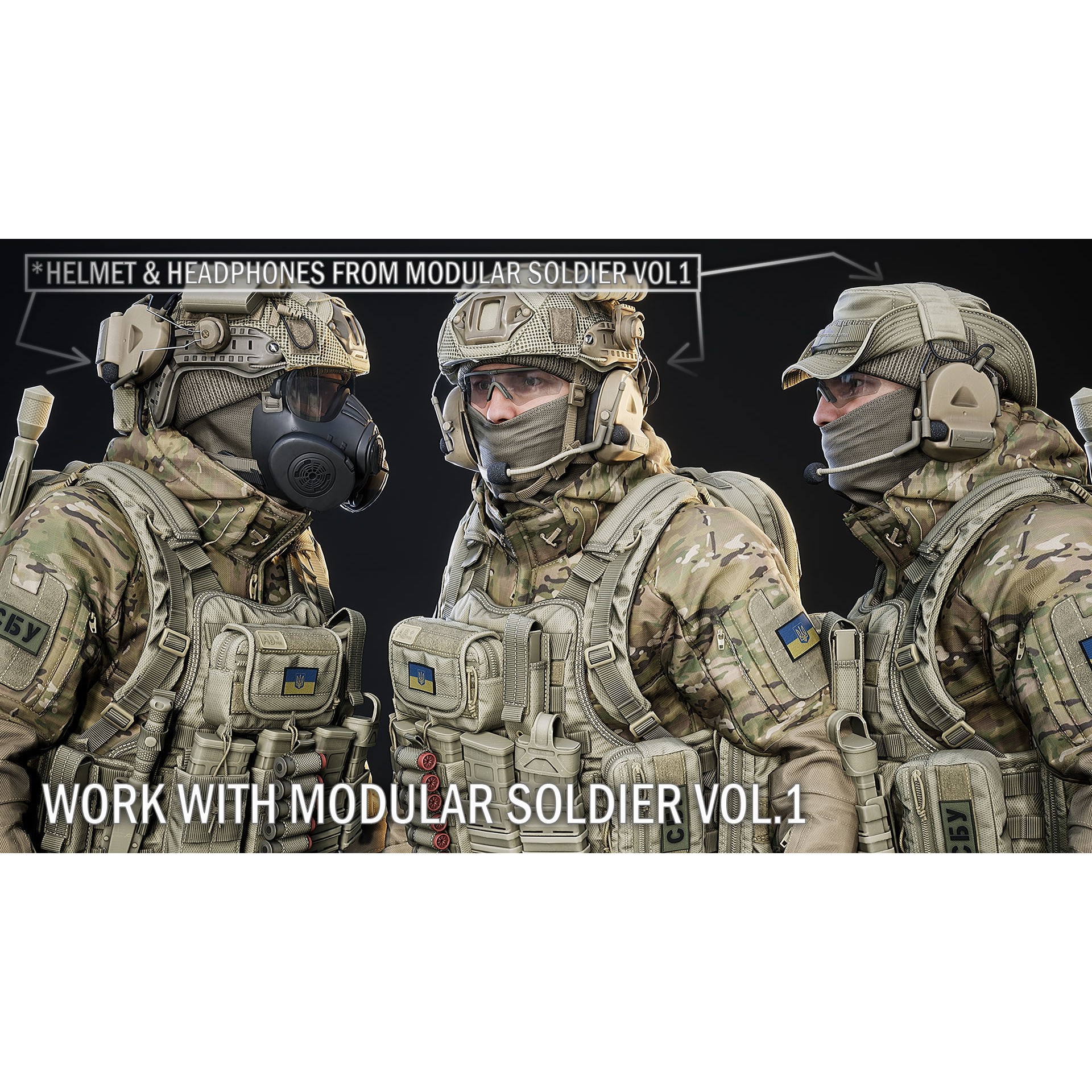 AAA Modular Soldier Pack Vol2 - Low-Poly Game-Ready 3D Model - View 18
