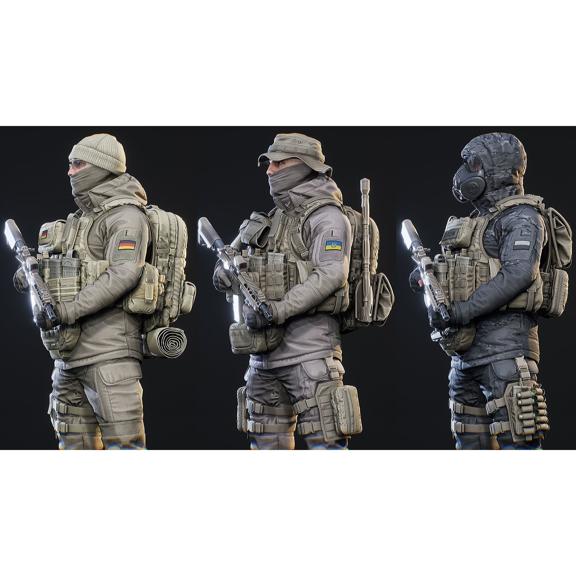 AAA Modular Soldier Pack Vol2 - Low-Poly Game-Ready 3D Model - View 19