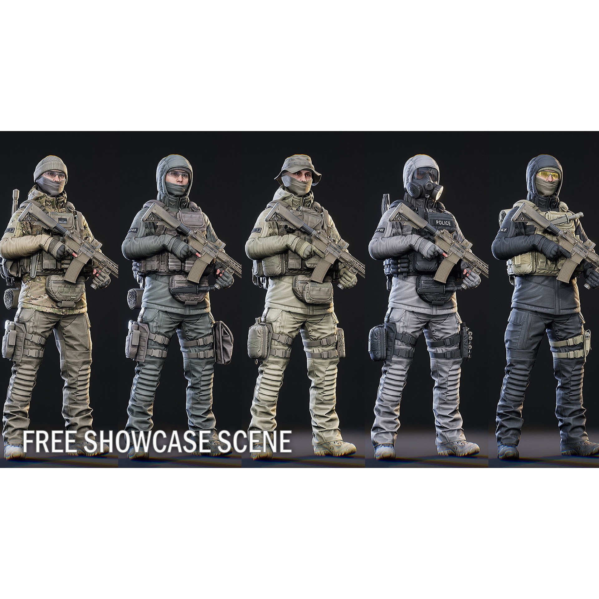 AAA Modular Soldier Pack Vol2 - Low-Poly Game-Ready 3D Model - View 4