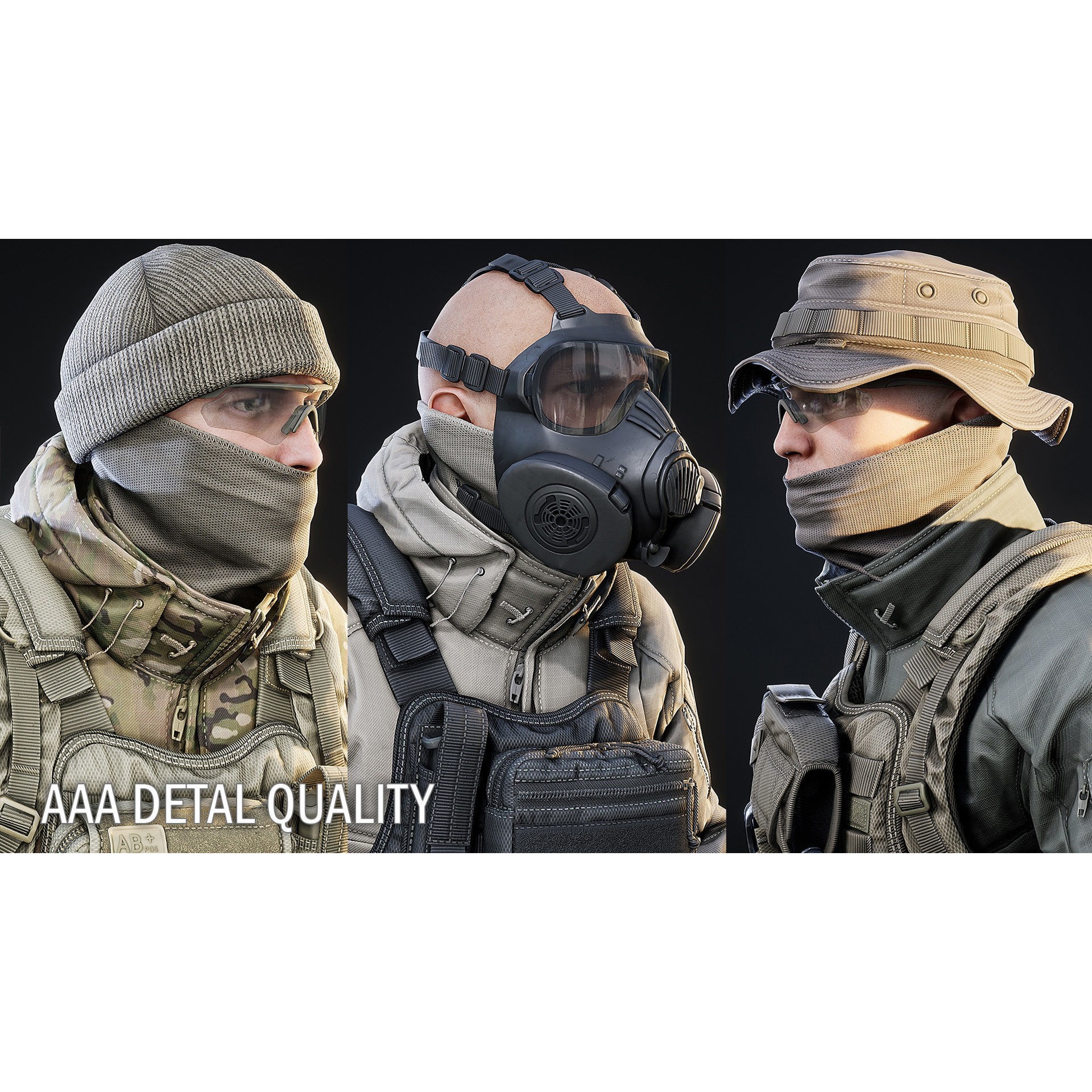 AAA Modular Soldier Pack Vol2 - Low-Poly Game-Ready 3D Model - View 5